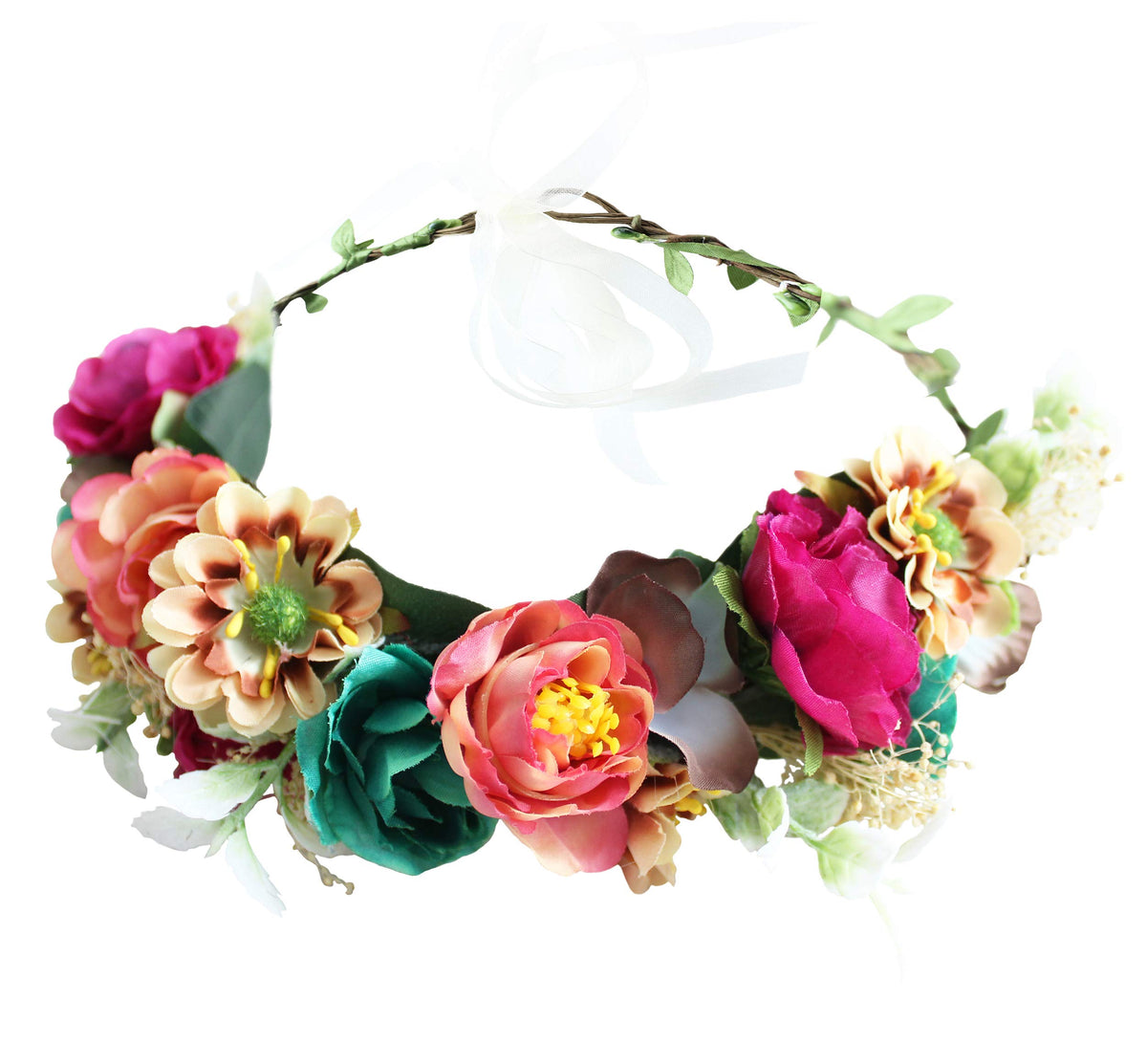 LLinfflr Women Floral Crown Flower Garland Headband Halo Headpiece Boho