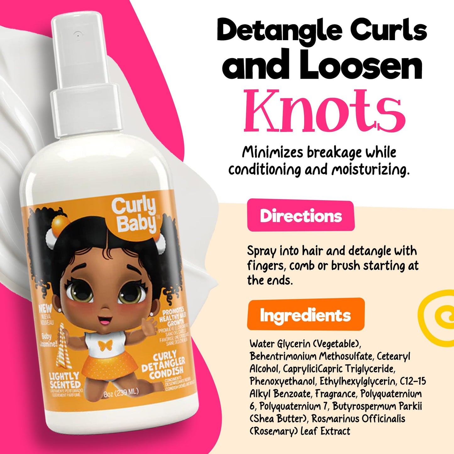 CurlyBaby Baby Girls Curly Hair Bundle - Tear-Free Curly Shampoo, Detangling Conditioner & Moisturizing Smoothie - Gentle, Hypoallergenic Beauty & Personal Care CurlyBaby