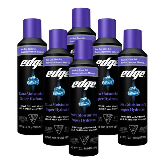 Edge Shaving Gel for Men, Extra Moisturizing with Vitamin E, (6 Pack) - Shave Gel For Men That Moisturizes, Protects and Soothes To Help Reduce Skin Beauty and Personal Care Edge