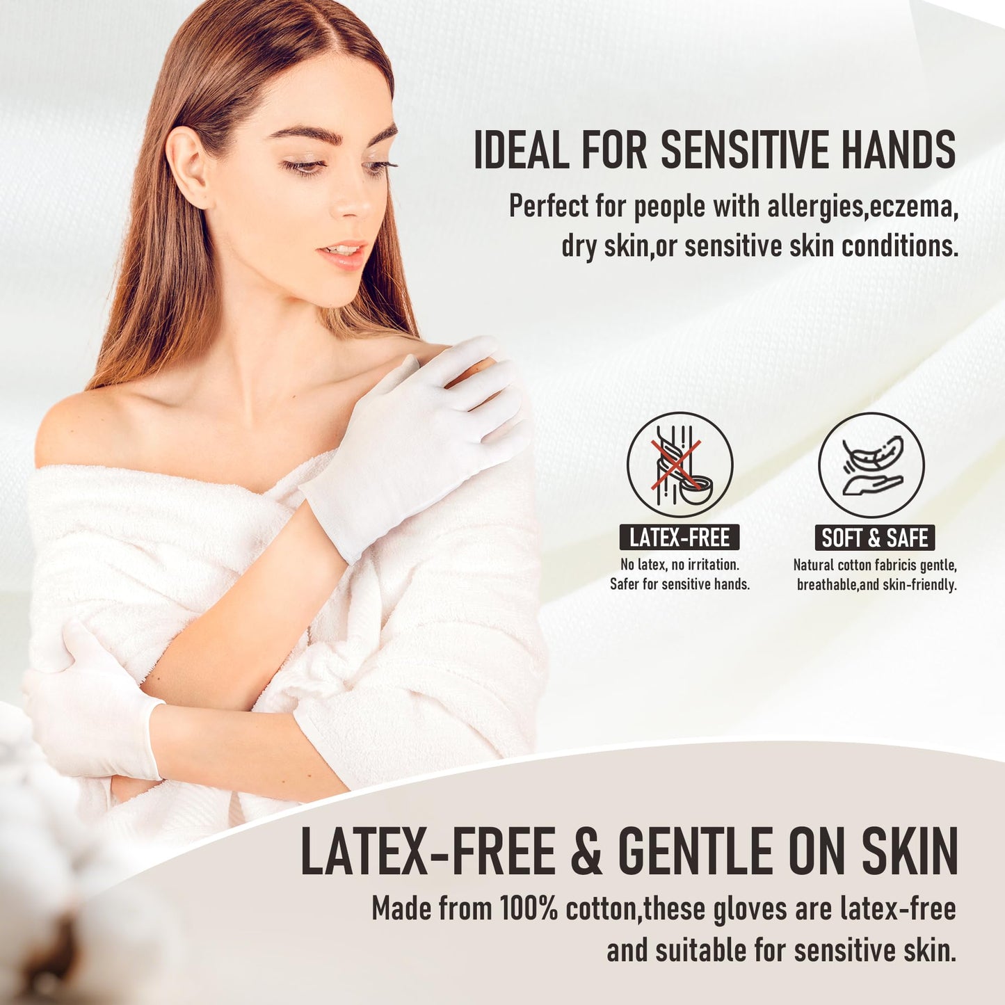 COOLJOB 100% Cotton Gloves, 6 Pairs White Cotton Gloves for Dry Hands Moisturizing & Eczema, Overnight Lotion, Sleep & Spa Treatment for Women & Men Beauty and Personal Care COOLJOB