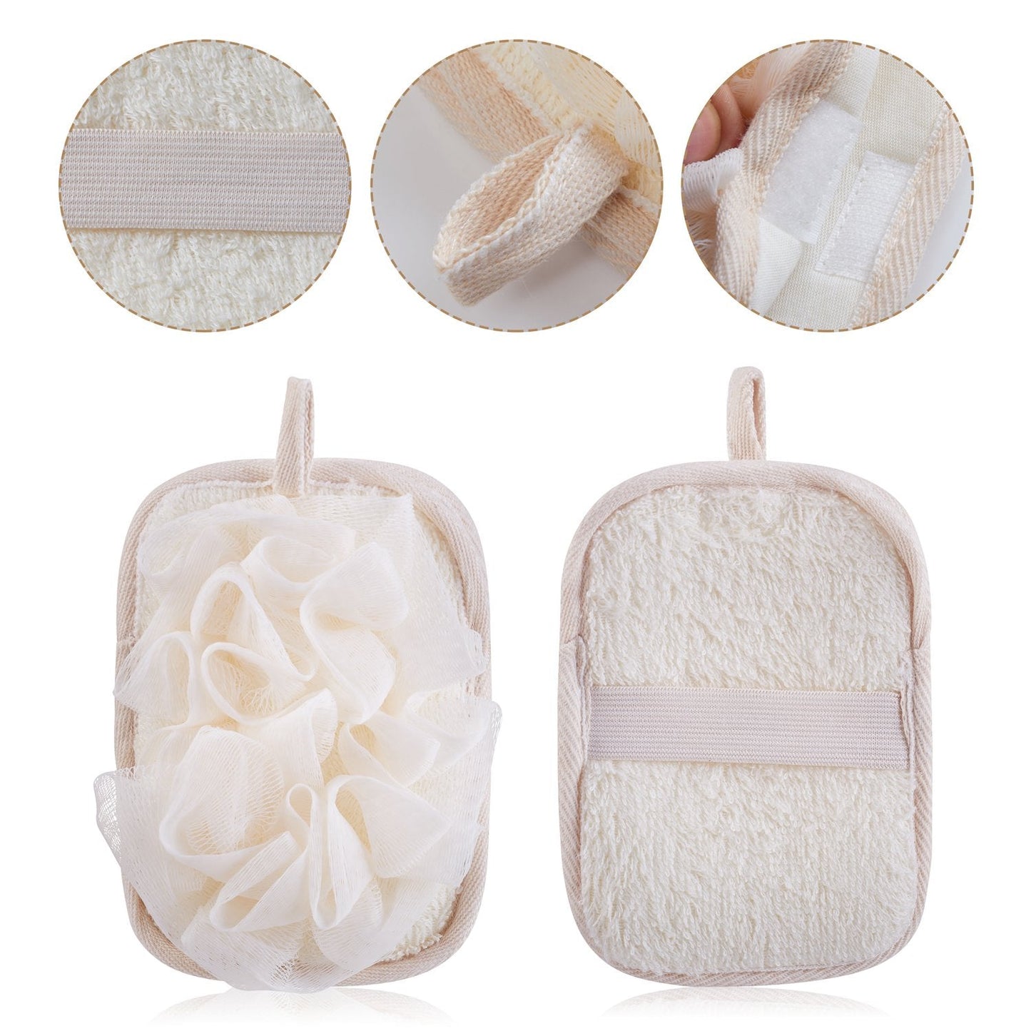 mikimini Bath Mitt for Women, Bath Pouf Mesh Brushes 1 PC Upgraded Version | Loofah Sponge & Exfoliating Pad 2 in 1 Professional Design | Exfoliating Beauty & Personal Care mikimini