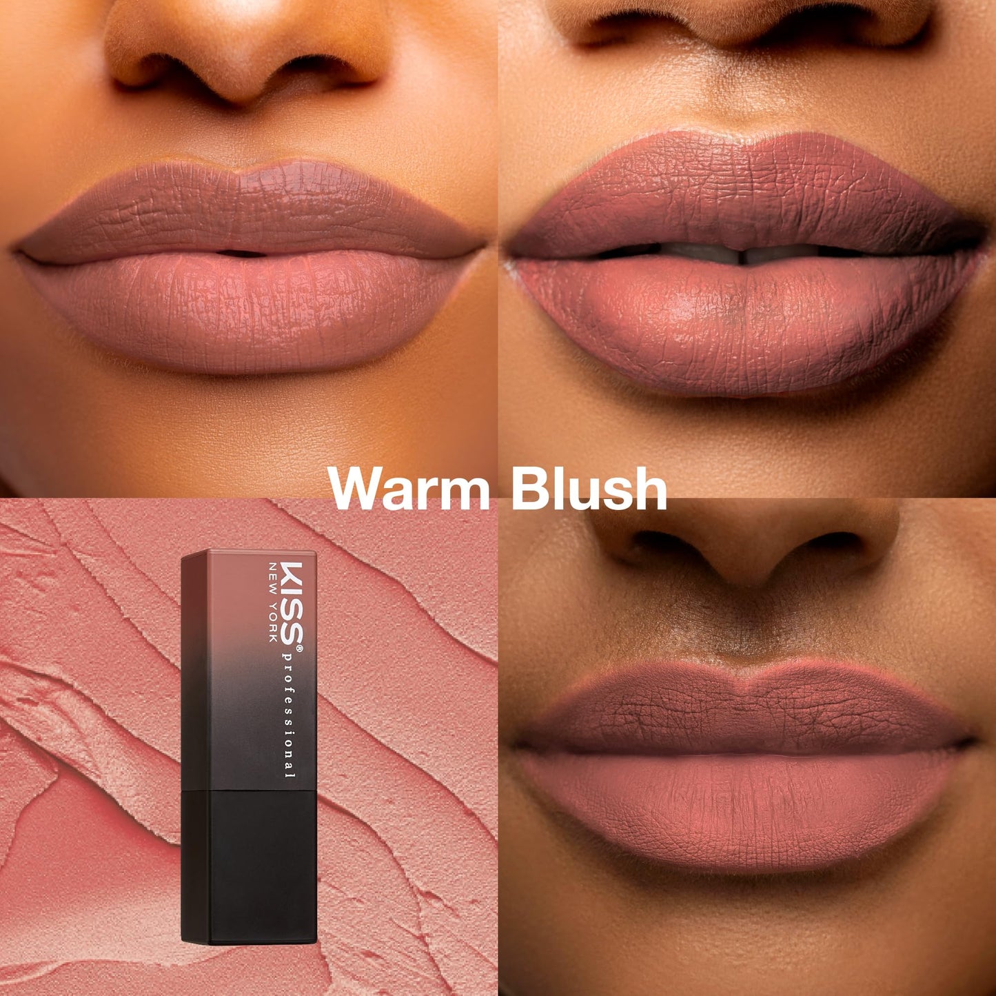 Kiss New York Professional Rich Pigmented Lipstick, Smooth Satin Finish, Long Lasting, Infused with Shea Butter and Vitamin E (Warm Blush) Beauty & Personal Care Kiss