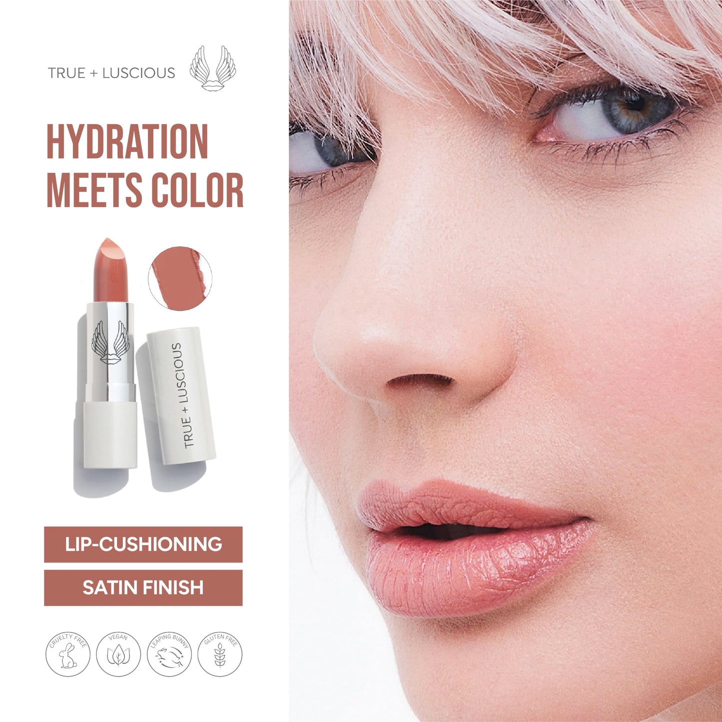 True + Luscious Super Moisture Lipstick | Satin Cream Lip Color for Lasting Hydration | Hyaluronic Acid Konjac Root Powder | Vegan Cruelty-Free Beauty & Personal Care True + Luscious