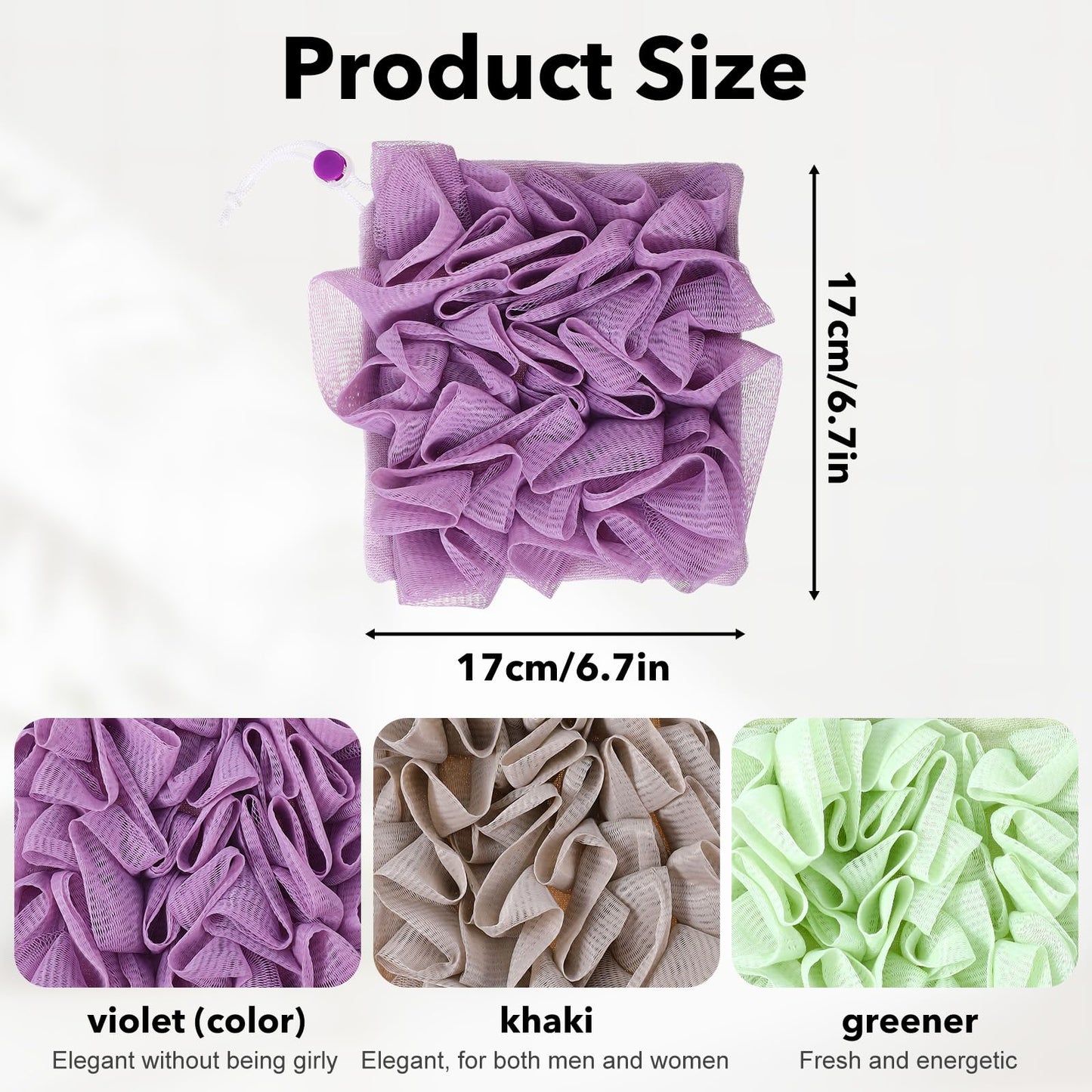 WJIAAA Loofah Washcloth Combo, 3 Pack 2-in-1 Exfoliating Shower Pouf Soap Pocket Drawstring Exfoliation Mesh Ball Hold Bar Soap Loofah Washcloth Body Beauty and Personal Care WJIAAA