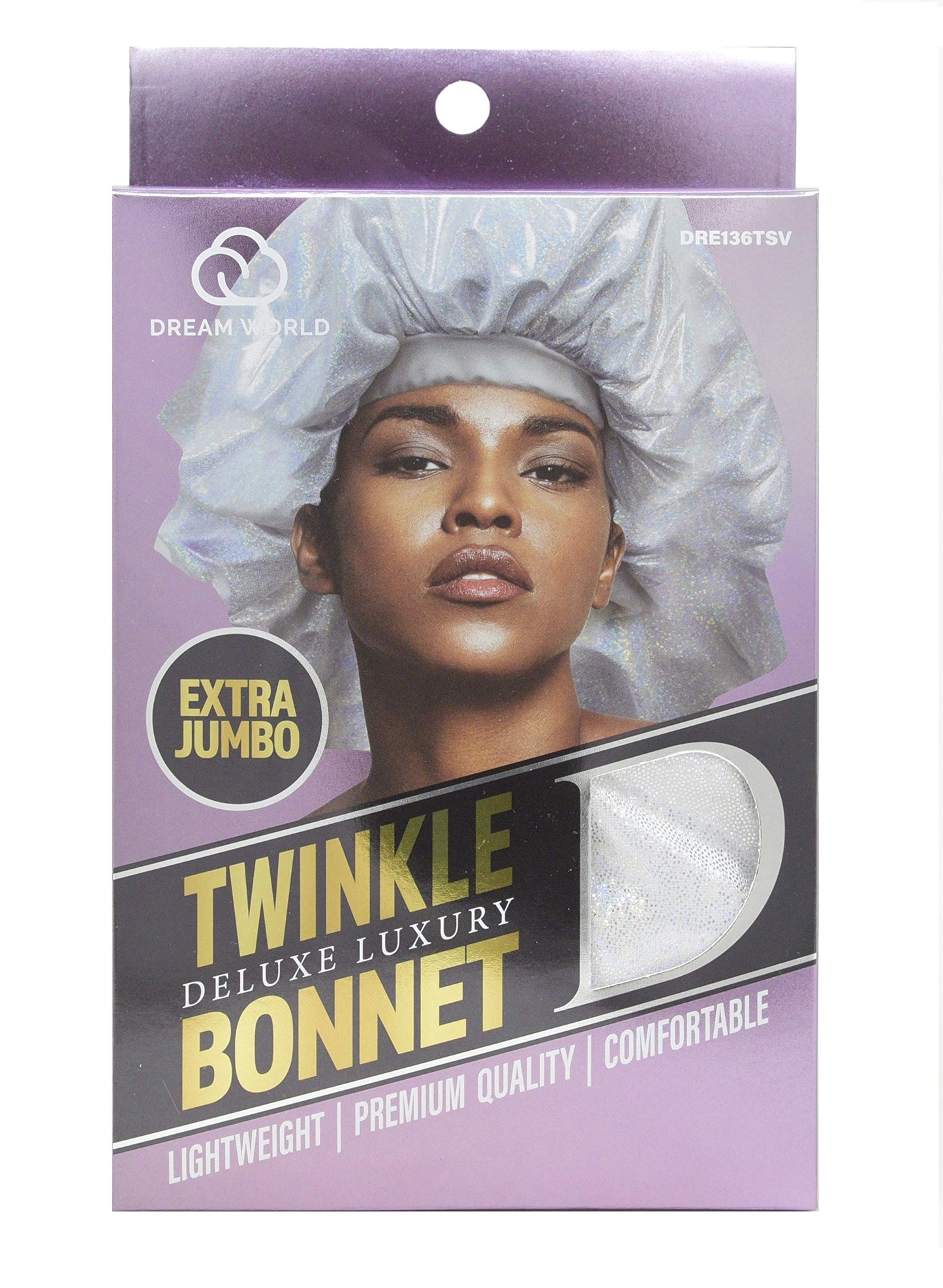 Holographic Extra Jumbo Nightcap Twinkle Deluxe Luxury Wide Band Sleep Cap Bonnet Hat for Hair Silver Beauty & Personal Care MayaBeauty