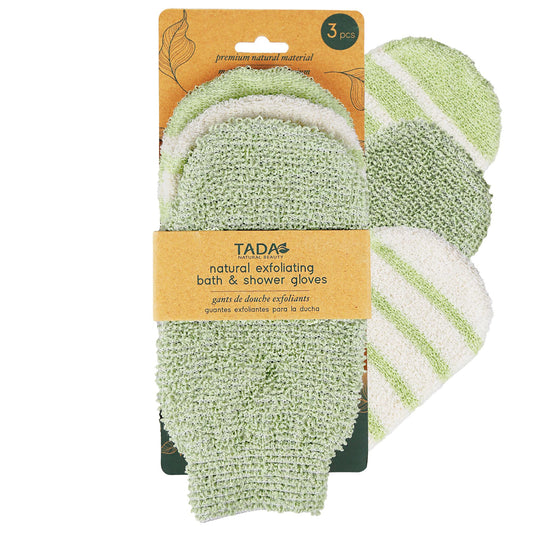 TADA BEAUTY Exfoliating Gloves Shower, Body Scrubber, Body Massage and Body Scrubs for Bath and Shower (3PK Green) Beauty and Personal Care TADA BEAUTY