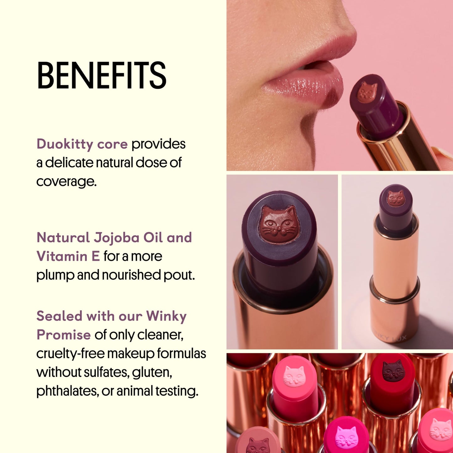 Winky Lux Purrfect Pout Lipstick, Semi Sheer Creamy Lipstick With Jojoba Oil and Vitamin E, Subtle Berry Natural Lipstick, Frisky Beauty & Personal Care Winky Lux