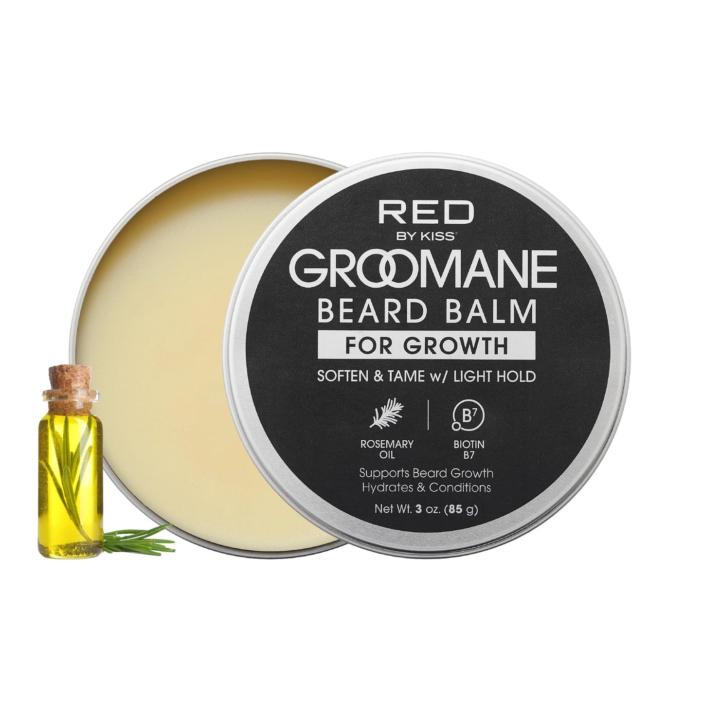 Red by Kiss Groomane Beard Balm Sandalwood, 3oz, Soften & Tame, Light Hold, Promotes Full, Healthy Look Beard Strengthen Facial Hair, Reduce Breakage Beauty and Personal Care Red by Kiss
