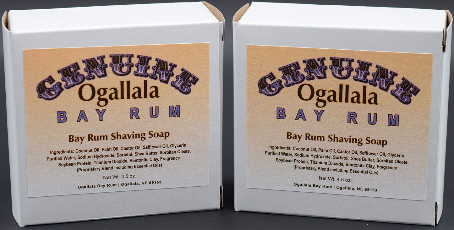 Two (2) of Genuine Ogallala Bay Rum Shaving Soap - Each Puck 4.5 oz Beauty and Personal Care Ogallala Bay Rum