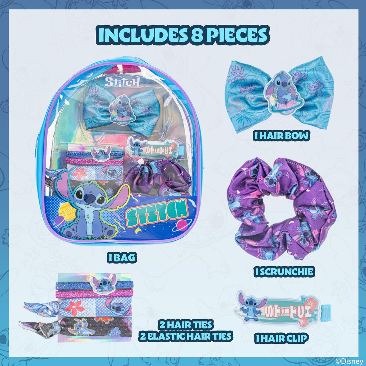 Stitch Mini Bag Hair Accessories Set with Bows, Clips & Hair Ties