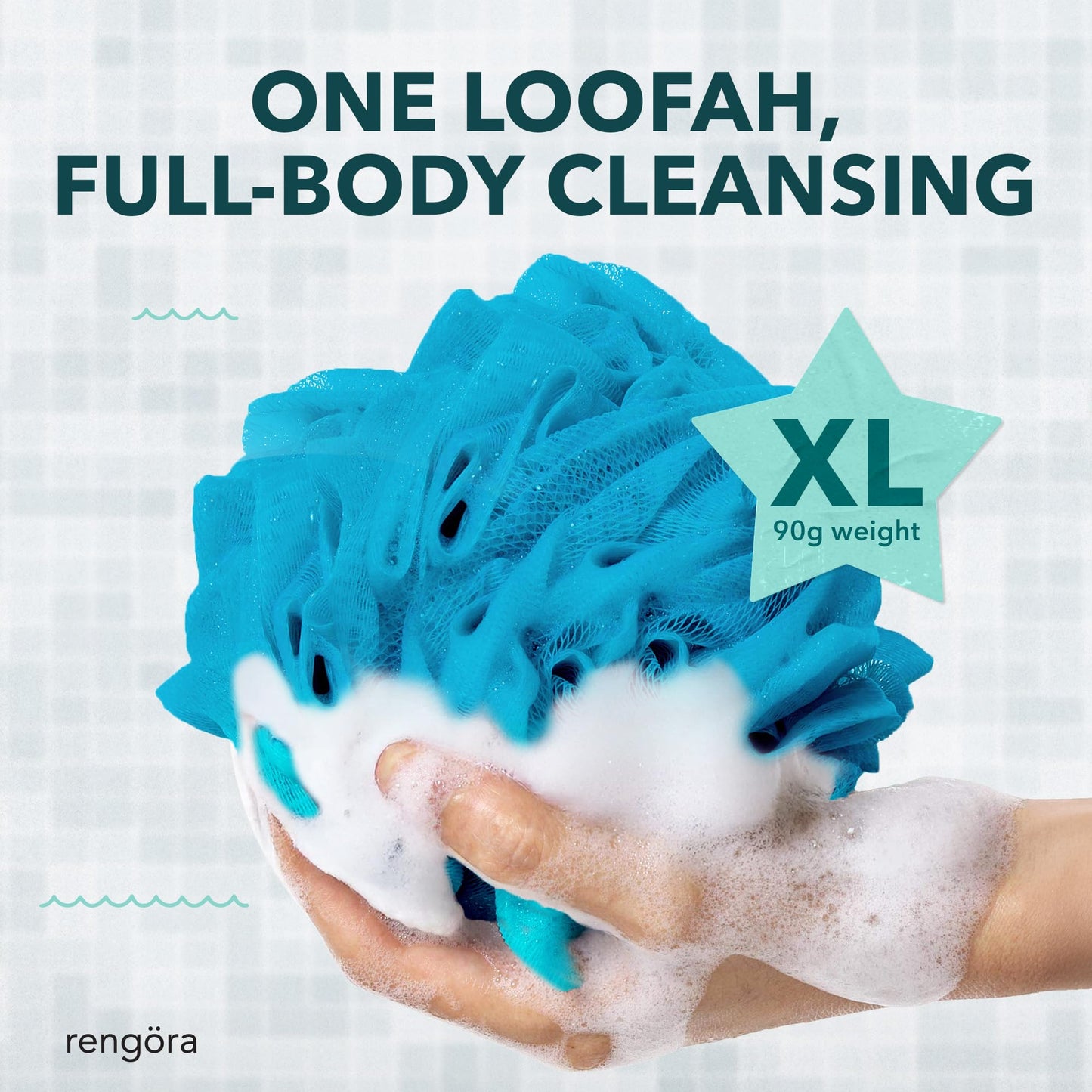 Blue Loofah Sponge for Men & Women - Set of 2 XL Loofah 90g Blue Mesh Sponge Poufs, Shower Loofah, Bath Sponges for Shower, Body Loofah Lufa, Ideal Beauty and Personal Care rengöra