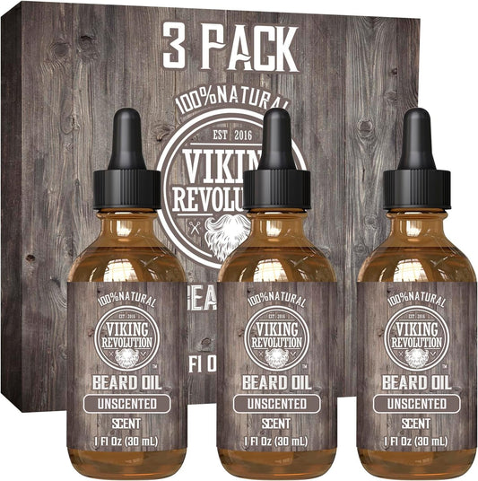 Viking Revolution Beard Oil for Men - Unscented - Natural Mens Beard Oil with Argan Oil and Jojoba Oil - Beard Softener, Strengthens and Moisturizes Beauty & Personal Care Viking Revolution