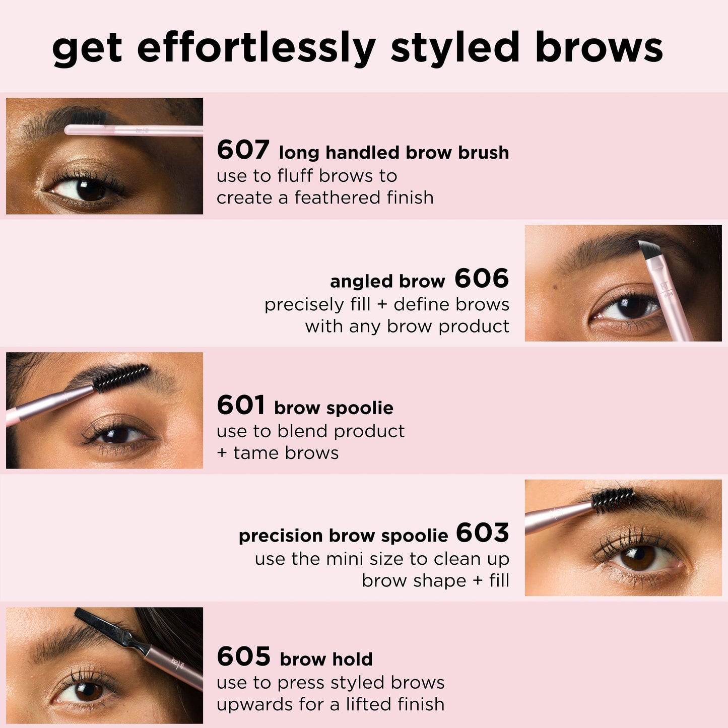 Real Techniques Brow Styling Set, For Lifting Brows, Fill & Style, Dual-ended Makeup Brushes, Full Kit for Eyebrows, Get Full, Laminated, or Natural Beauty & Personal Care Real Techniques