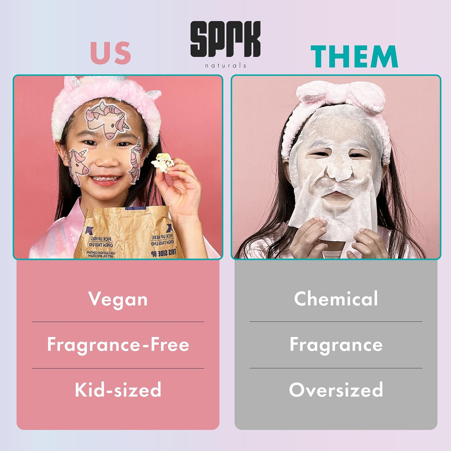 Unicorn Kids Face Masks Skincare Set (10pcs), Organic Vegan & Kid Safe Skin Care Ages 4+, Cute Animal Sheet Masks for Girls, Spa Day, Sleepover Beauty & Personal Care Sprk Naturals
