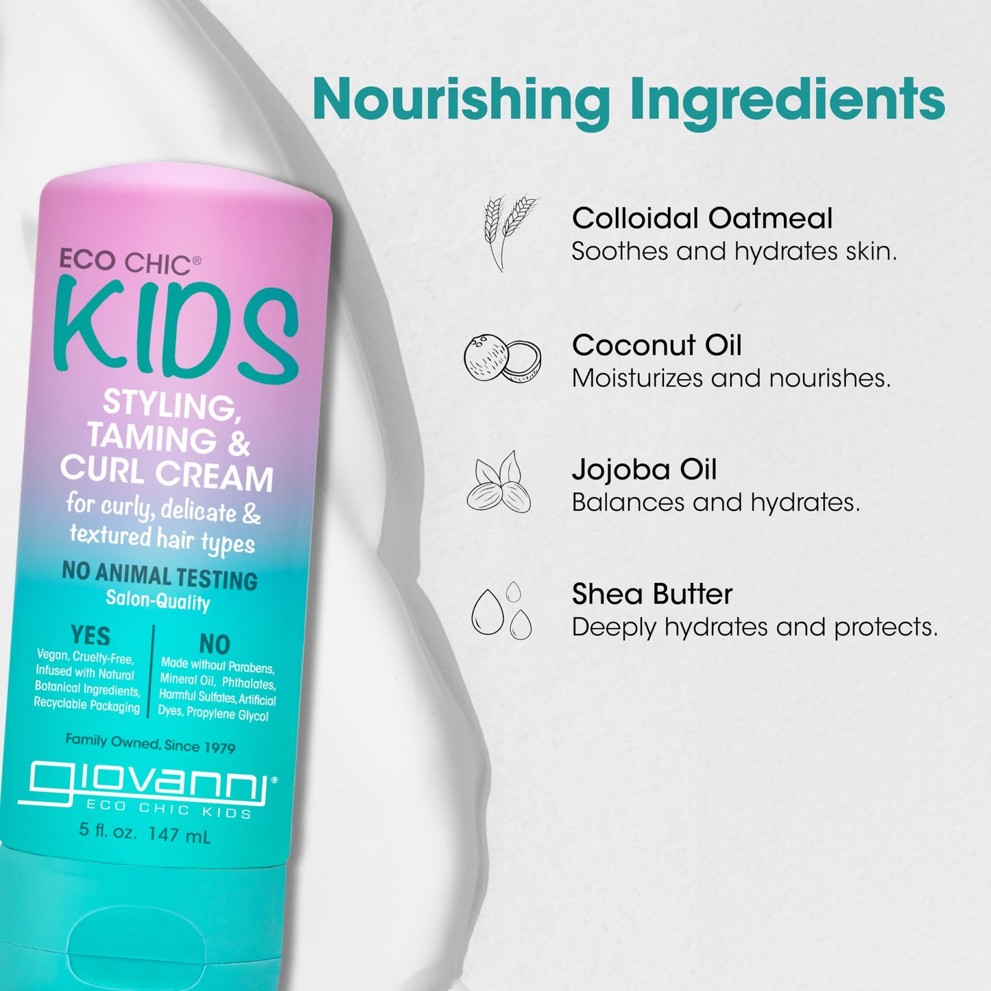 Eco Chic KIDs Styling Taming & Curl Cream - Kids Curl Cream, Curly Hair Products, Long-Lasting and Lightweight, for Delicate And Textured Hair Types Beauty & Personal Care GIOVANNI