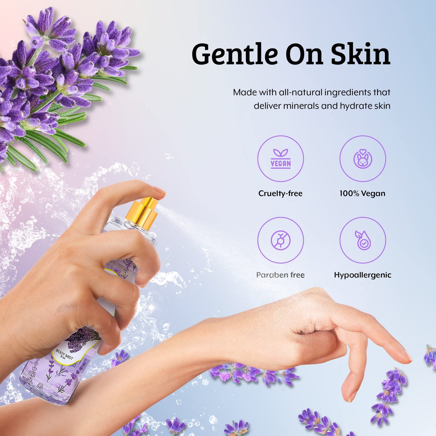Lavender Luxury Body Spray For Women, Womens Perfume Fragrance Body Mist & Sprays, Women's Woodsy Scented Gifts & Presents, 8 oz Fine Mist Spray Beauty & Personal Care Freida and Joe