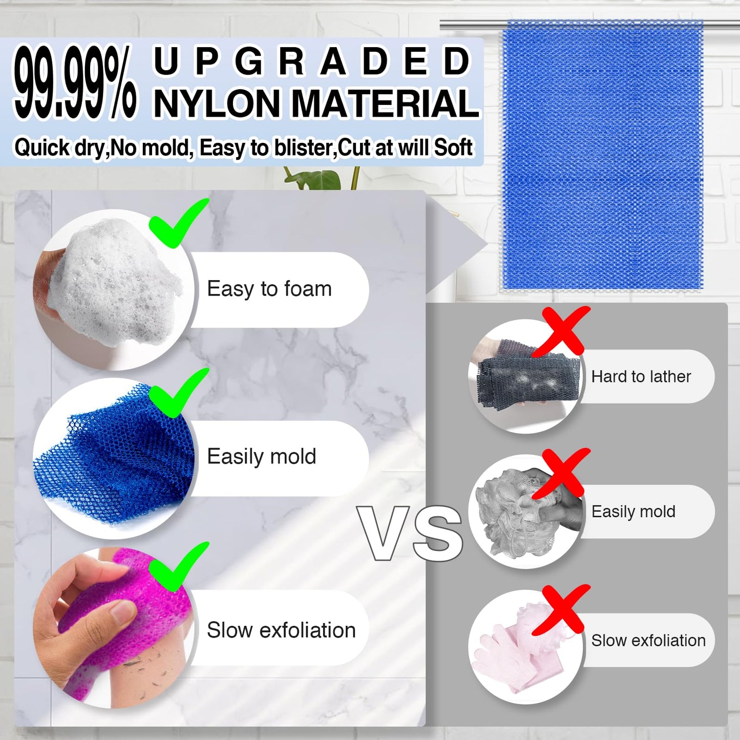 4 Pieces African Net Sponge for Deep Exfoliation - African Net Sponge Authentic, Exfoliating Washcloth, Quick-Drying African Exfoliating Net Beauty and Personal Care SpiralScgv