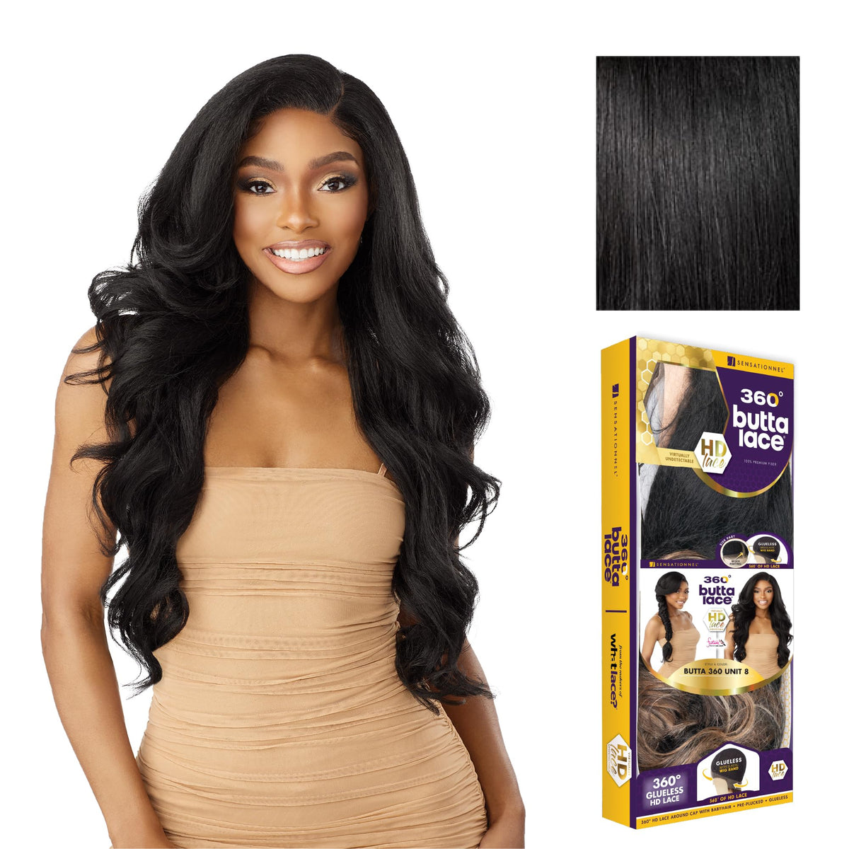 Sensationnel Butta 360 LaceWig-Unit 8, 1 JETBLACK
