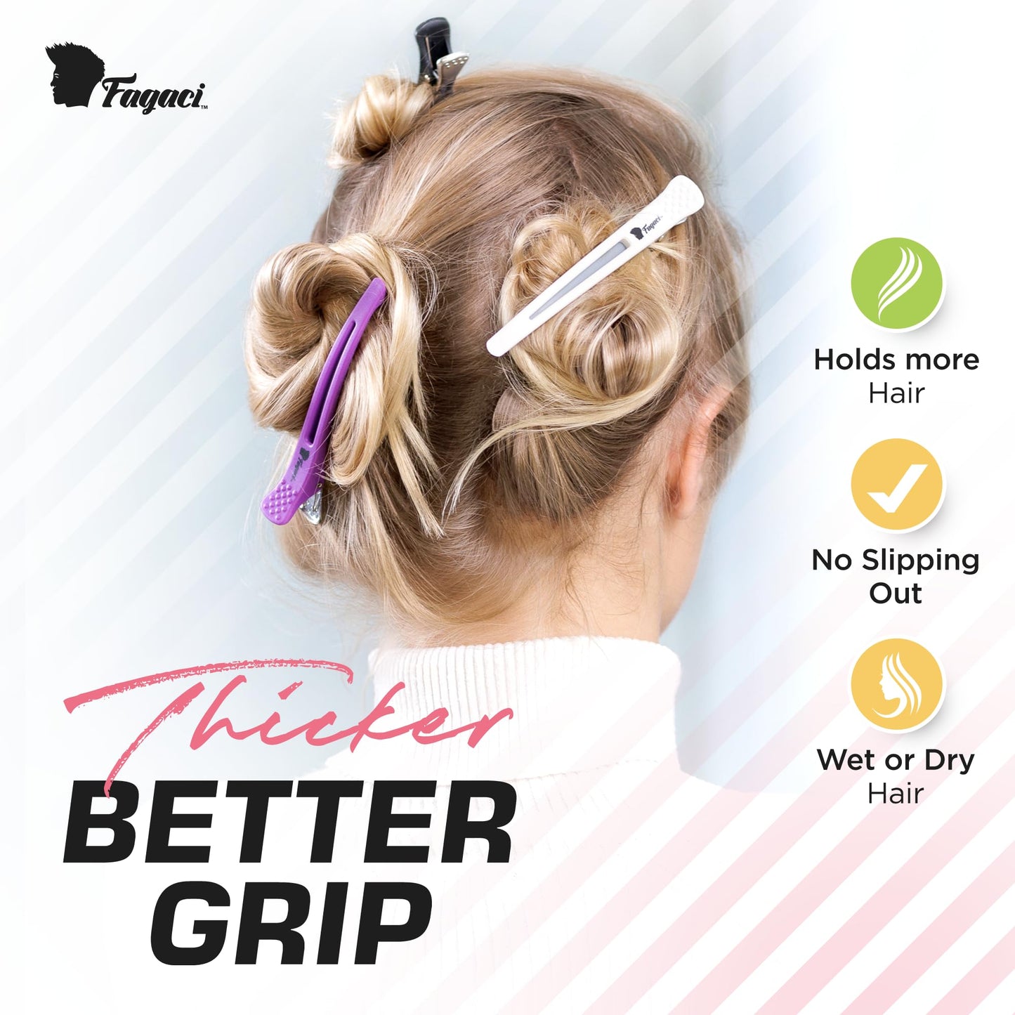 Fagaci Firm Grip Hair Clips with Silicone Band - Duckbill Sectioning and Styling Clips, Durable Alligator Clips for Women's Hair, Long Duck Billed Beauty & Personal Care Fagaci