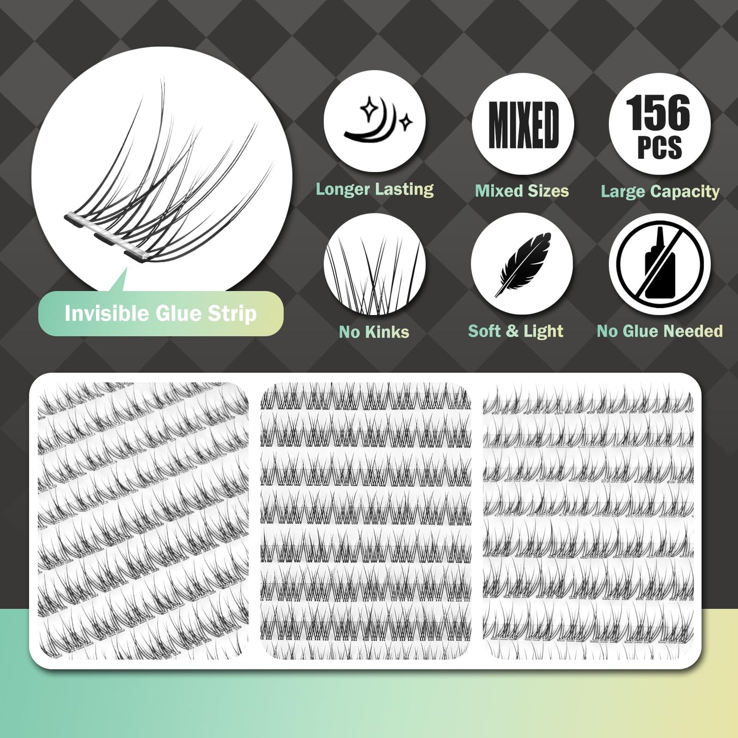 WONSIS Self Adhesive Eyelashes, 120 Pcs Self Adhesive Eyelash Clusters, No Glue Needed (Natural-12mm) Beauty and Personal Care WONSIS