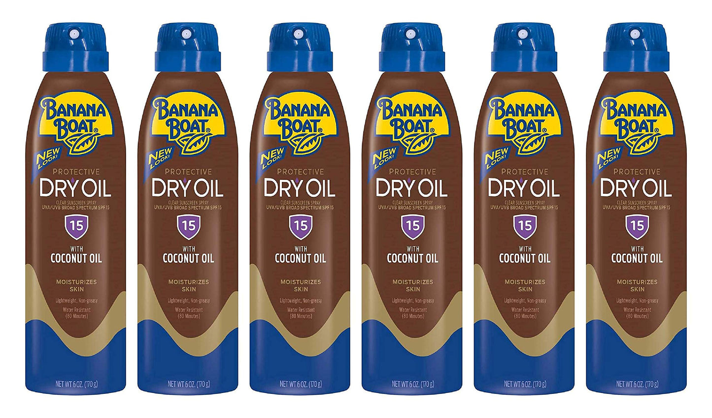 Banana Boat Continuous Spf#15 Spray Dry Oil With Argan Oil 6 Ounce (177ml) (6 Pack) Beauty & Personal Care Banana Boat
