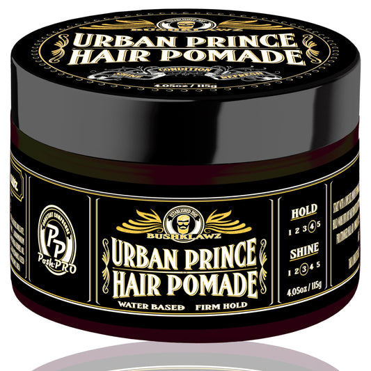 BushKlawz Urban Prince Hair Pomade Water Based Firm Strong Hold Easy to Wash Out Gel Type for Tight Styles Men's Styling Product Barber Approved 115g Beauty & Personal Care BushKlawz