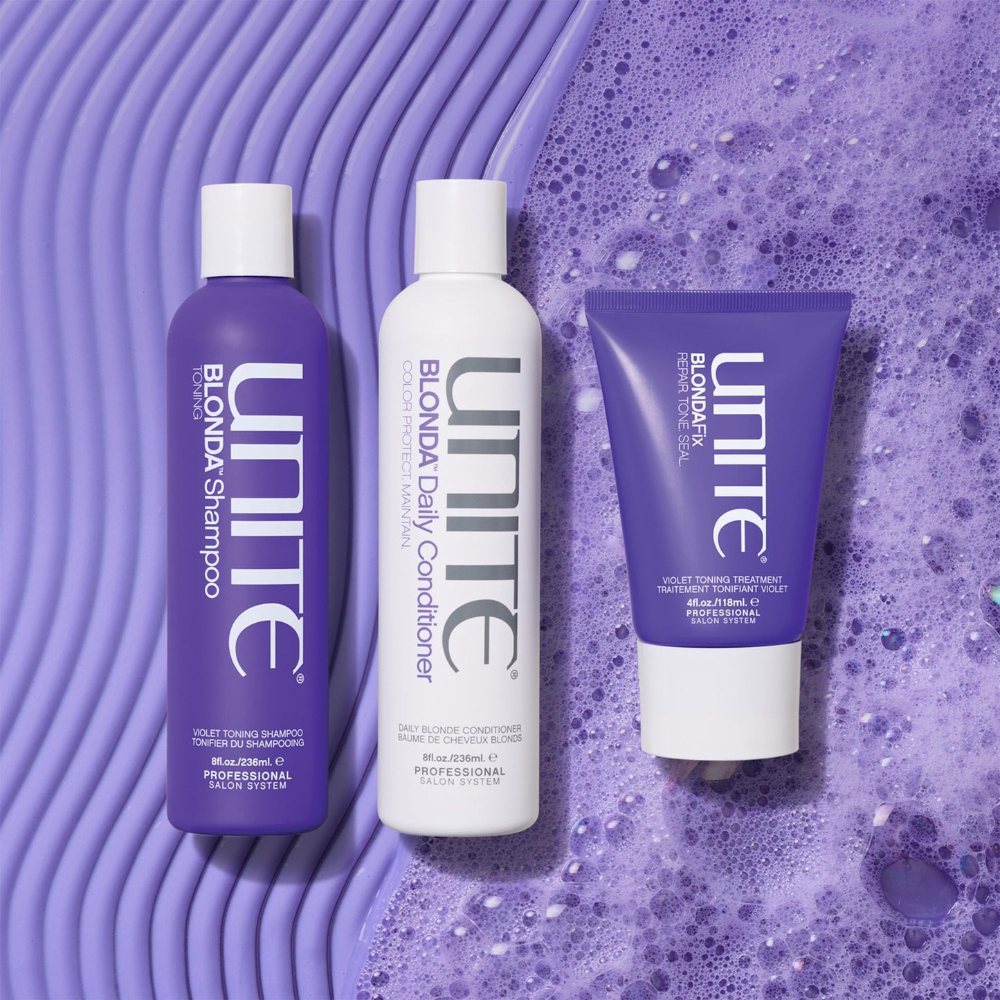 UNITE Hair - BLONDA Purple Shampoo, Conditioner & Toning Treatment Set for Blonde, Platinum, Silver & Highlighted Hair - Eliminates Brassy & Yellow Beauty & Personal Care UNITE
