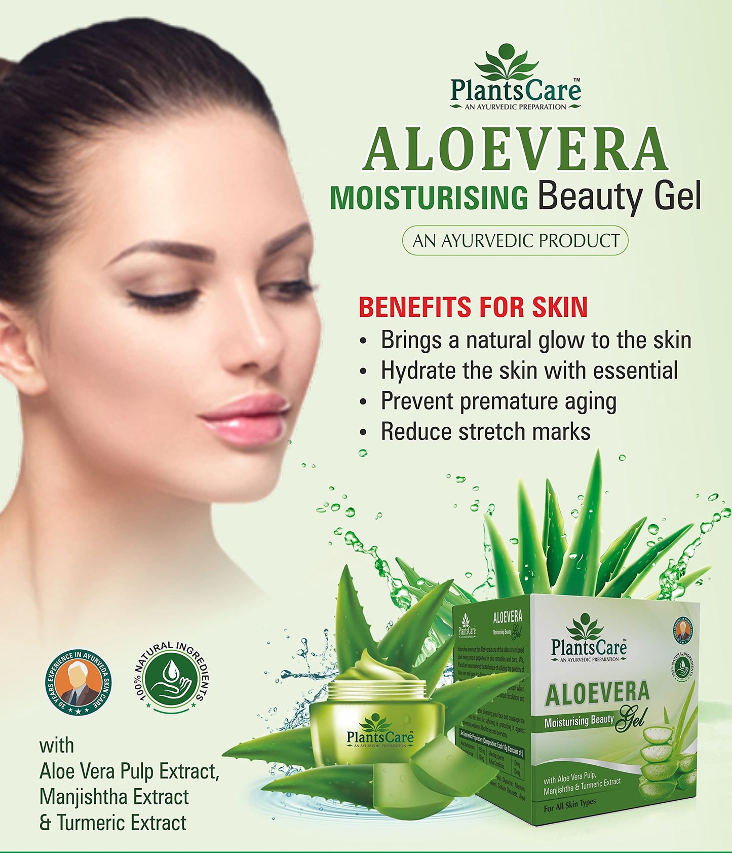 Plantscare Ayurvedic Aloevera Moisturising Gel 100g Beauty & Personal Care Plantscare