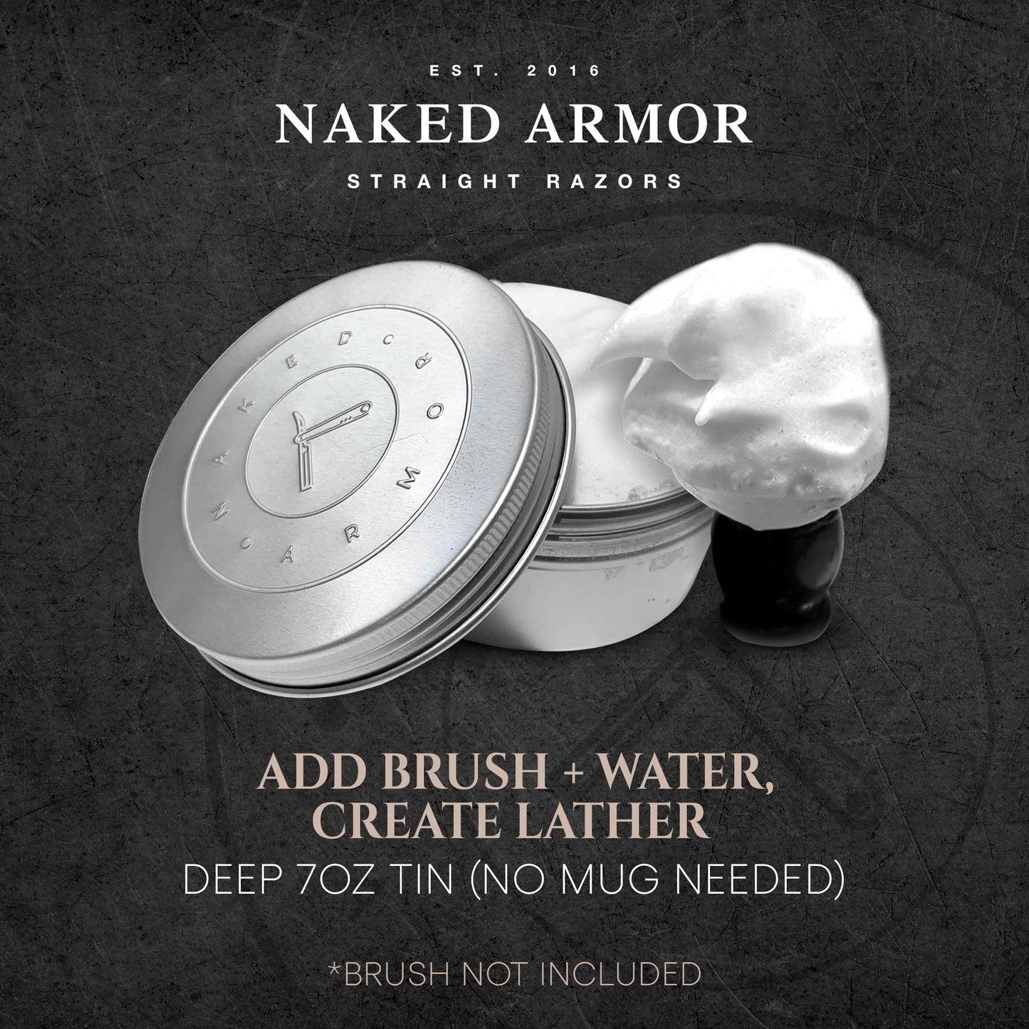 Naked Armor Organic Shave Soap for Men - Large 7oz Shaving Soap Tin for Sensitive Skin & Wet Shaving - Handmade with Shea Butter & Essential Oils Beauty and Personal Care Naked Armor
