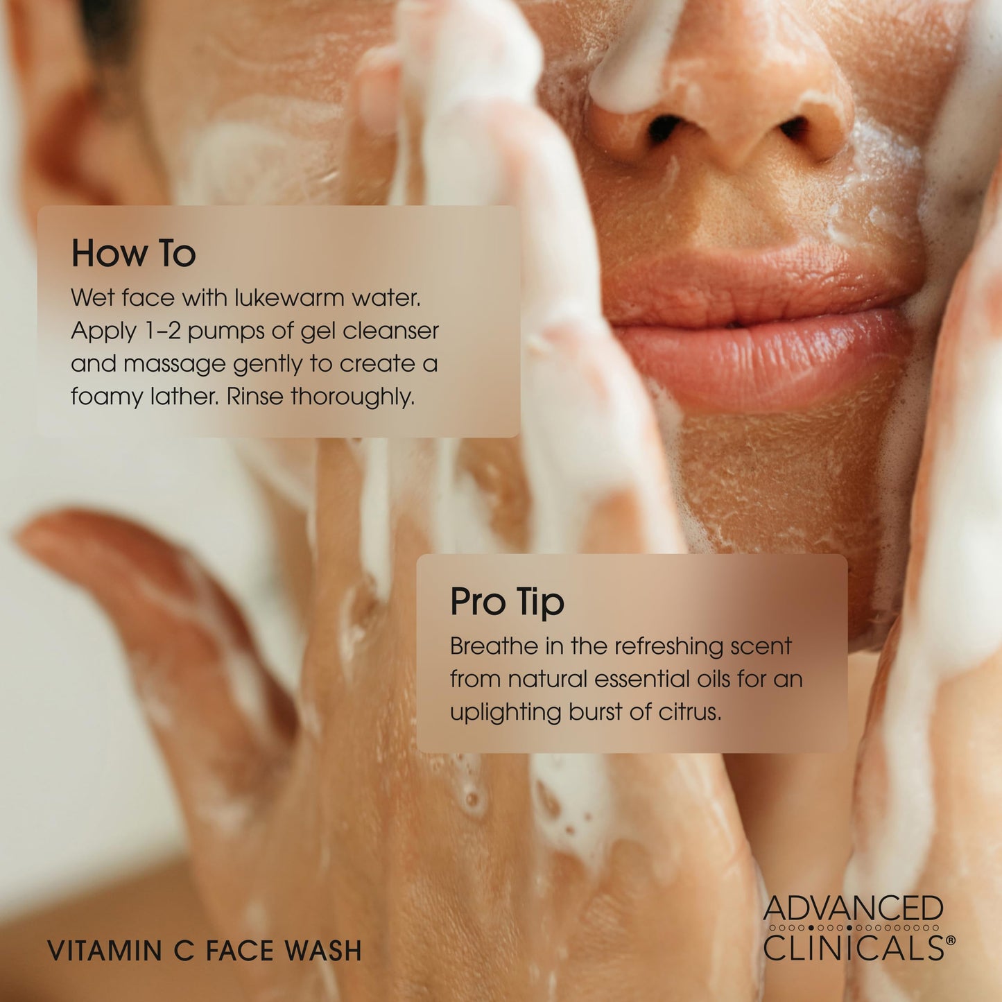 Advanced Clinicals Gentle Vitamin C Face Wash For Women & Men | Citrus Scented Gel Facial Cleanser Soap | Aloe Vera + Ferulic Acid Hydrating Foaming Beauty & Personal Care Advanced Clinicals