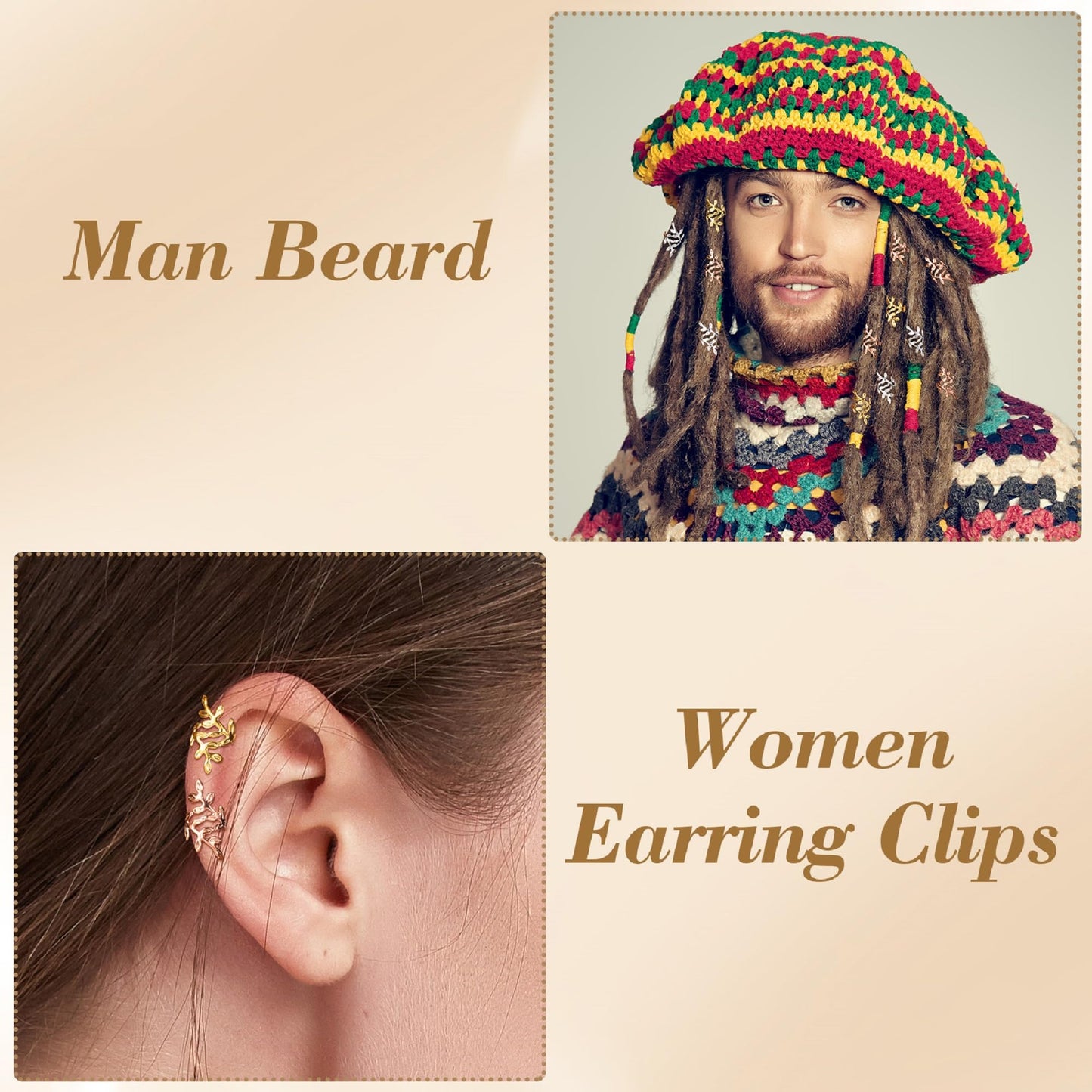 CustomyLife 150pcs Leaf Hair Jewelry for Dreadlock, Non-Faded Metal Braid Hair Beads, Locs Hair Cuff Clip Ring Charm Accessories for Earring Necklace Beauty & Personal Care CustomyLife