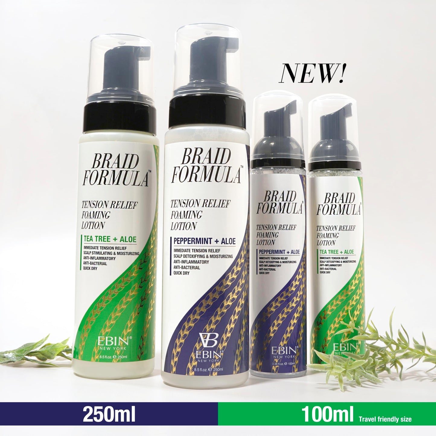 EBIN NEW YORK Braid Formula Tension Relief Foaming Lotion Peppermint & Aloe 3.38 fl. oz. 100ml Nourishing and Hydration, Style your Braids with Ease Beauty & Personal Care EBIN NEW YORK