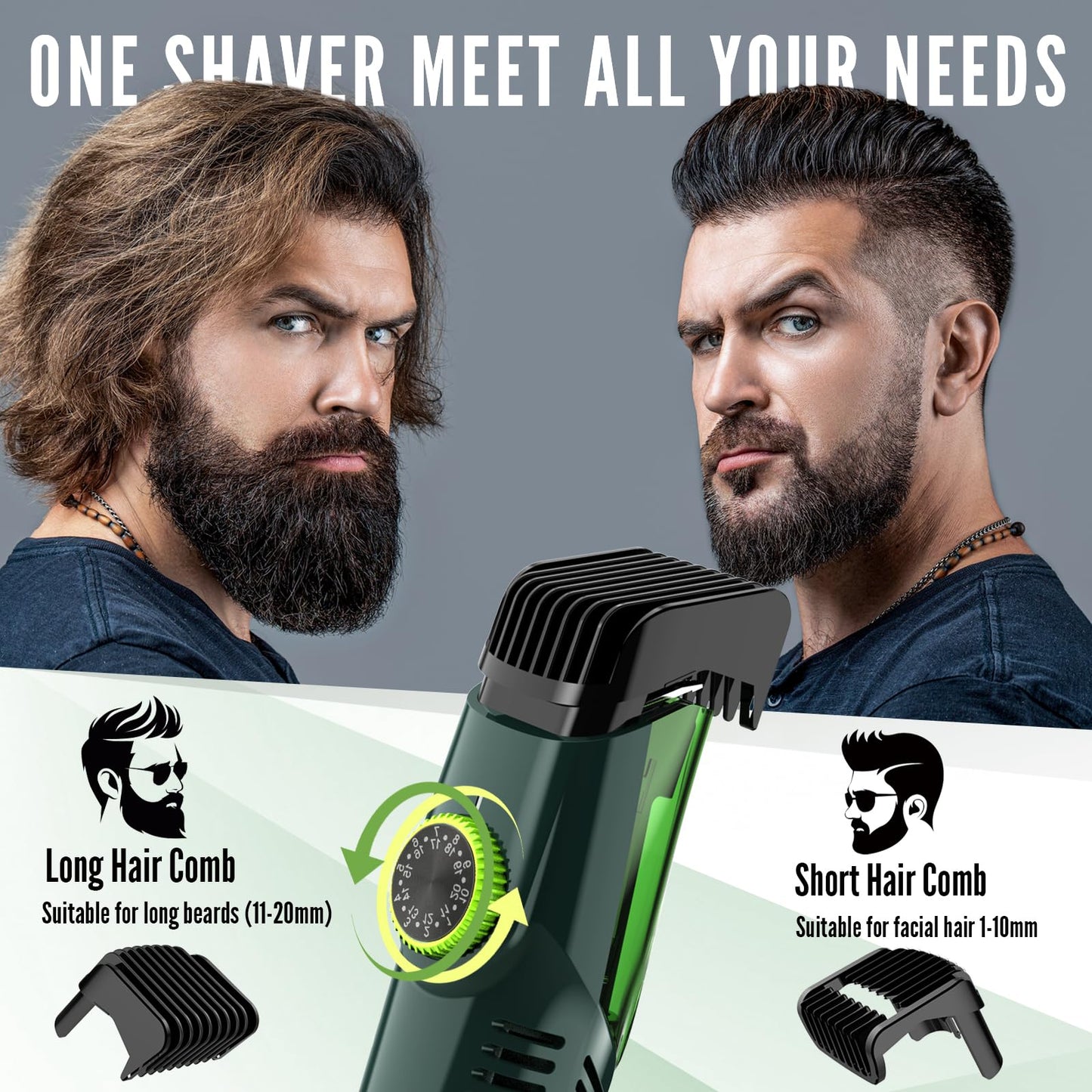SHPAVVER Vacuum Beard Trimmer for Men, Mustache Trimmer with 20 Length and Styles Adjustable, Built-in Vacuum Trimmer for Mustache, Sideburns, Facial Beauty and Personal Care SHPAVVER