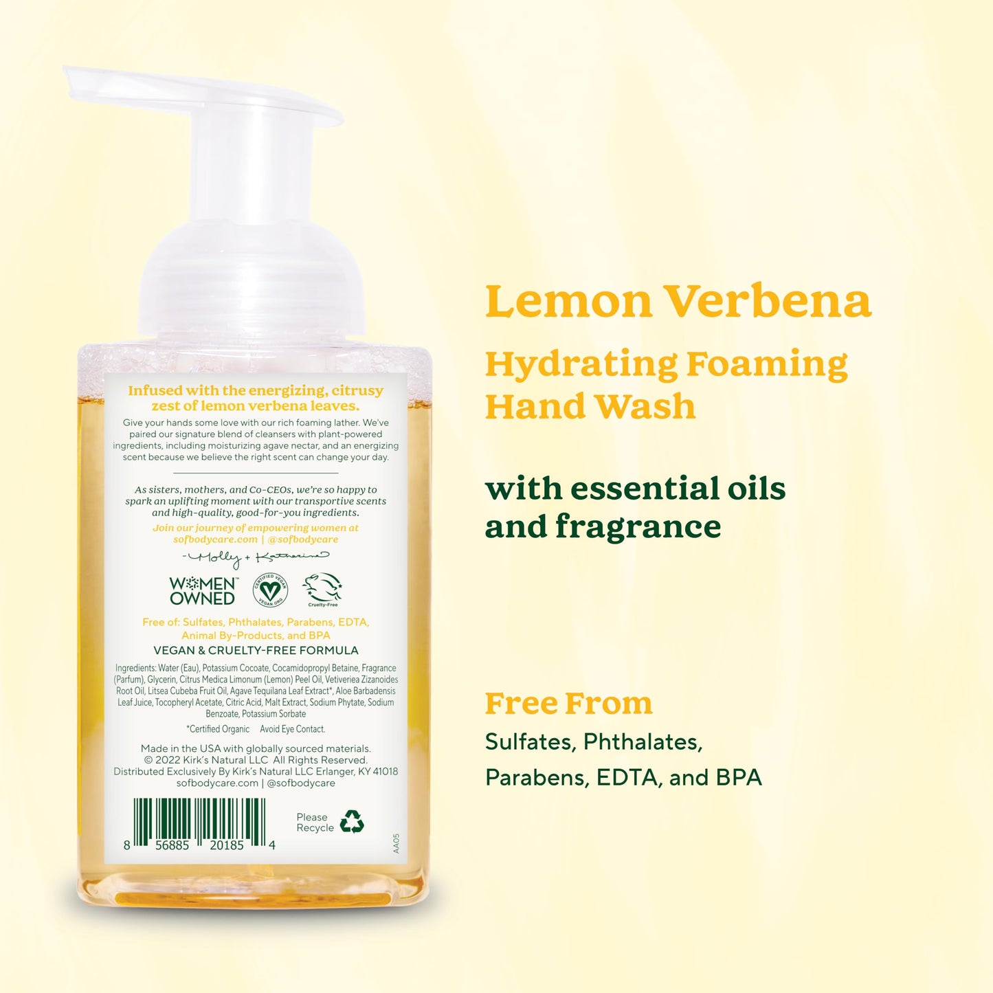 South Of France SoF Hydrating Foaming Hand Wash - With Organic Agave Nectar & Coconut Oil- Vegan & Non GMO- Free From Phthalates, Sulfates & Parabens Beauty & Personal Care South Of France