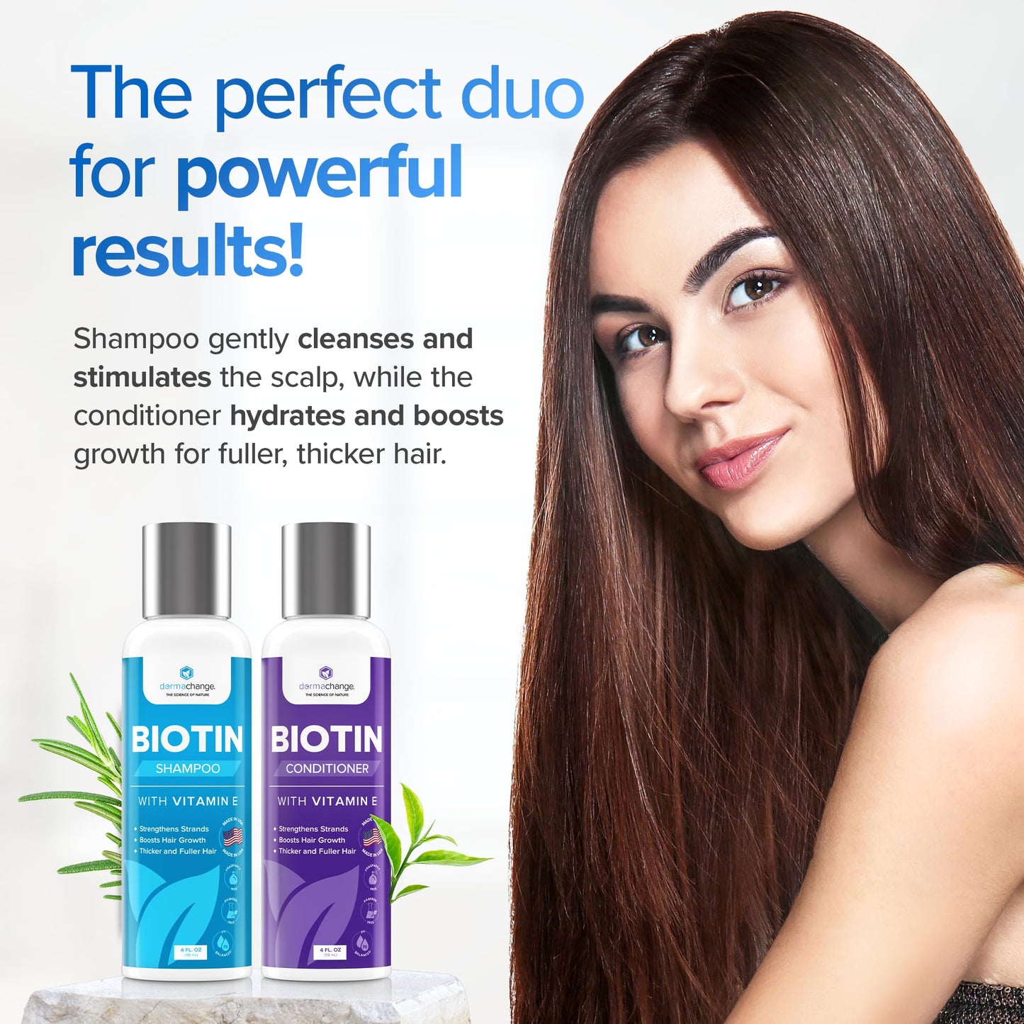 Biotin Hair Growth Shampoo and Conditioner Set - Sulfate Free, Deep Conditioner for Dry Damaged Hair - Made in USA (4 oz) Beauty & Personal Care DermaChange