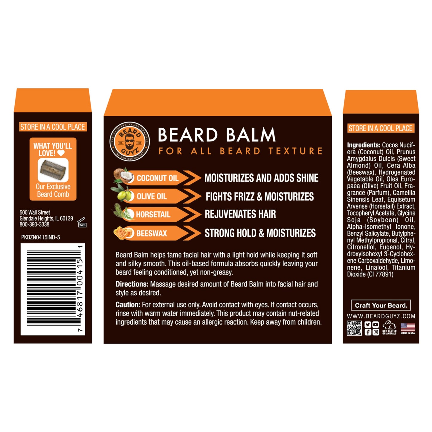 Beard Guyz Beard Balm - Beard Conditioner and Styler for Men, Softens, Tames, and Moisturizes Facial Hair, 3 oz Beauty & Personal Care Beard Guyz