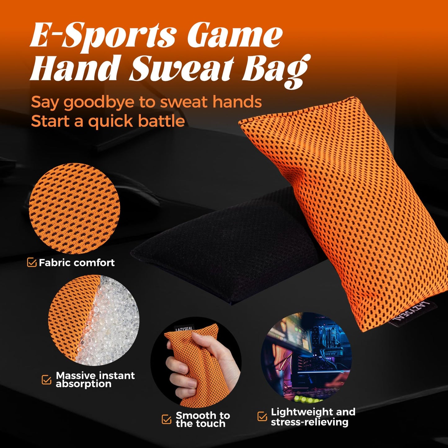Antiperspirant Hand Bag with 150g Silica Gel Absorber, Quick-Dry & Breathable Gaming Grip for Gamers, Drivers, Office Workers, Athletes, Cooks Beauty and Personal Care LAZYSEAL