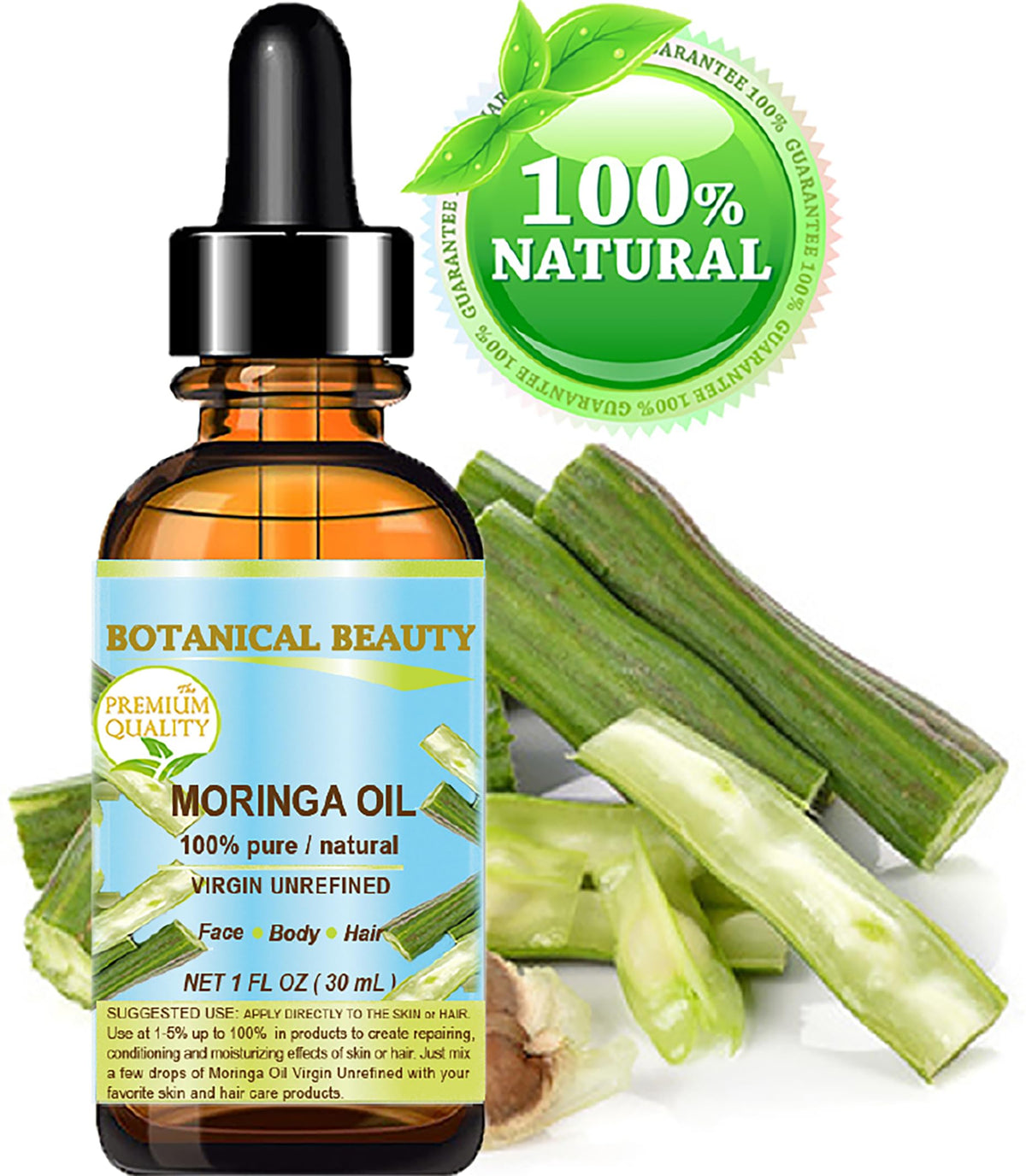 Botanical Beauty MORINGA OIL Moringa oleifera WILD GROWTH Himalayan 100% Pure Natural Undiluted Virgin Unrefined for Face, Skin, Hair, Lip, Nails (1 Beauty & Personal Care Botanical Beauty