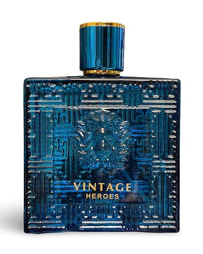Secret Plus VINTAGE HEROES Eau De Parfum for Men, Aromatic Woody Fragrance, Blue Glass Bottle, 3.4 Fl Oz Natural Spray Beauty & Personal Care Secret Plus