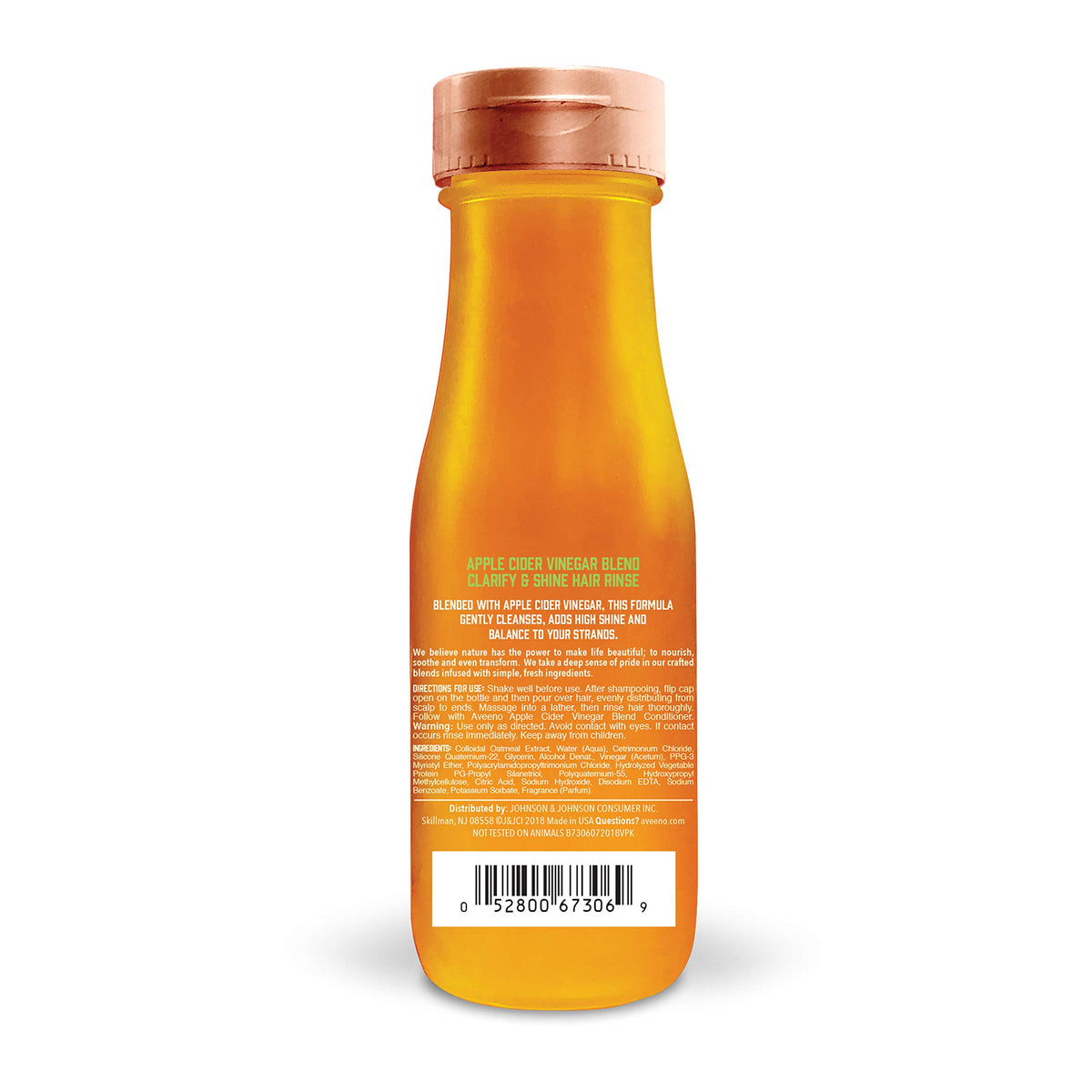 Aveeno Apple Cider Vinegar Clarifying In-Shower Rinse for Balanced, Shiny Hair - Sulfate-Free, pH-Balancing Treatment for Oily or Dull Hair, Paraben &
