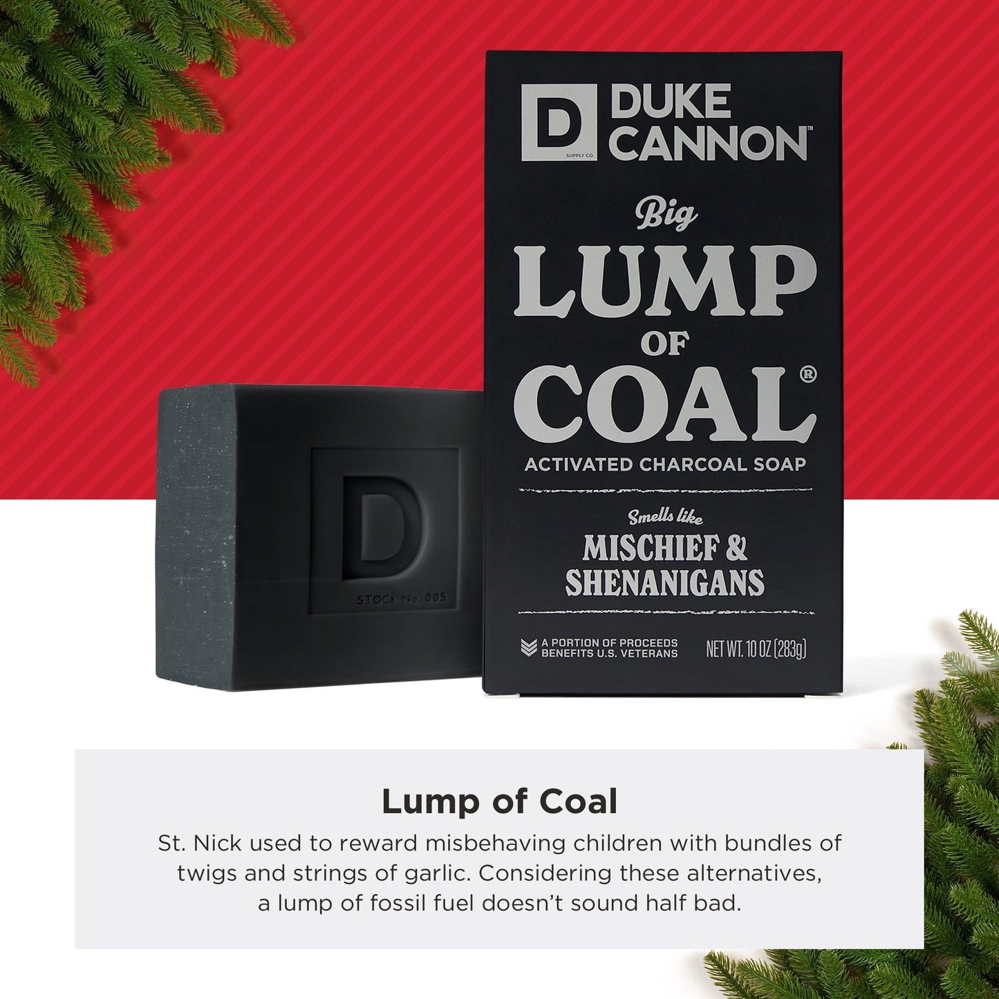Duke Cannon Supply Co. Big Brick of Soap Bar for Men Holiday Edition - Lump of Coal (Bergamot & Black Pepper Scent), 10 oz. (2 Pack) Beauty & Personal Care Duke Cannon Supply Co.