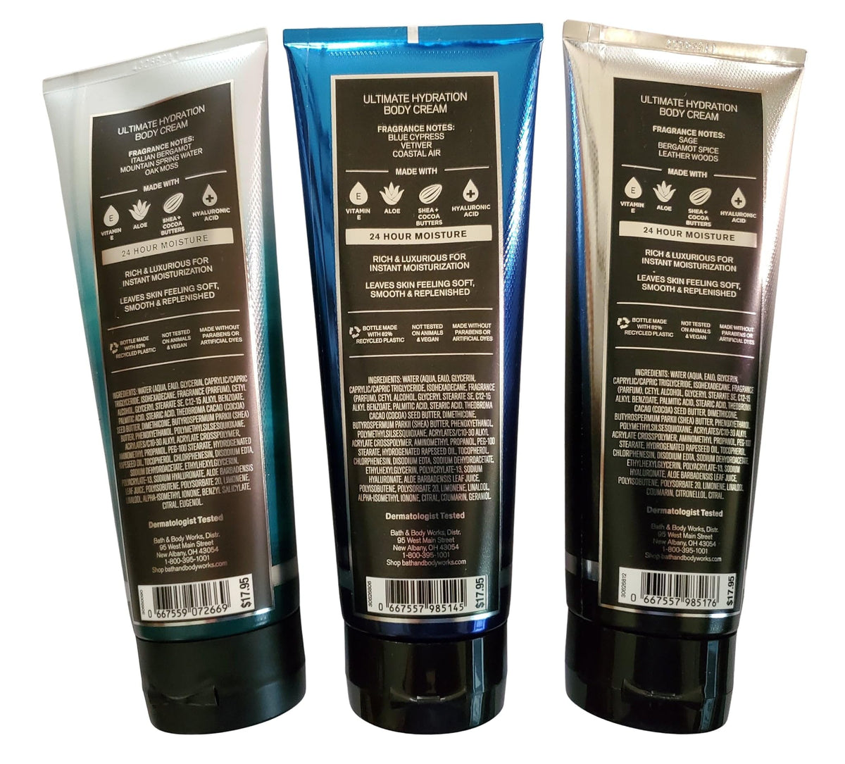 Bath & Body Works Men's Freshwater, Graphite, Ocean Body Creams 8 Oz Each