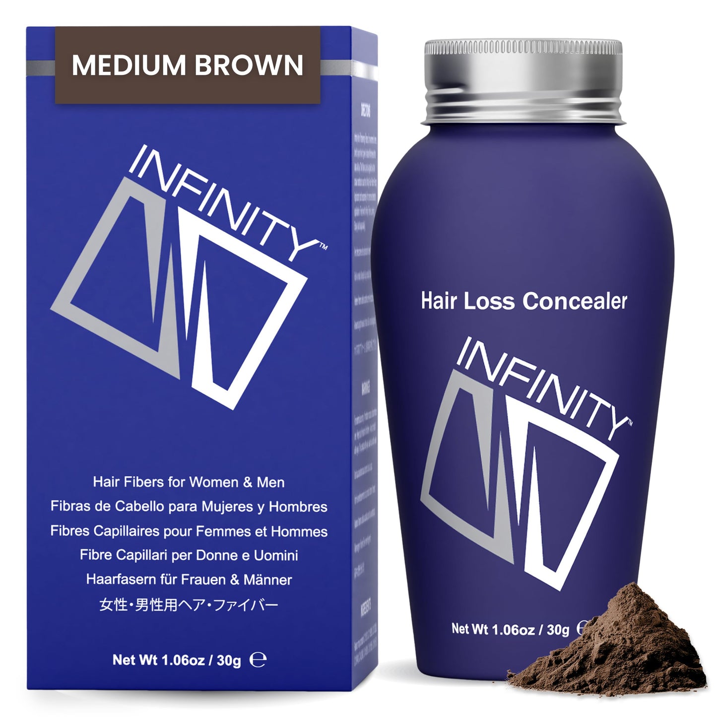 INFINITY Hair Fibers Medium Brown for Thinning Hair for Women & Men - 100% Undetectable Hair Building Fiber Powder - Conceal Hair Loss in 15 Seconds Beauty & Personal Care Infinity