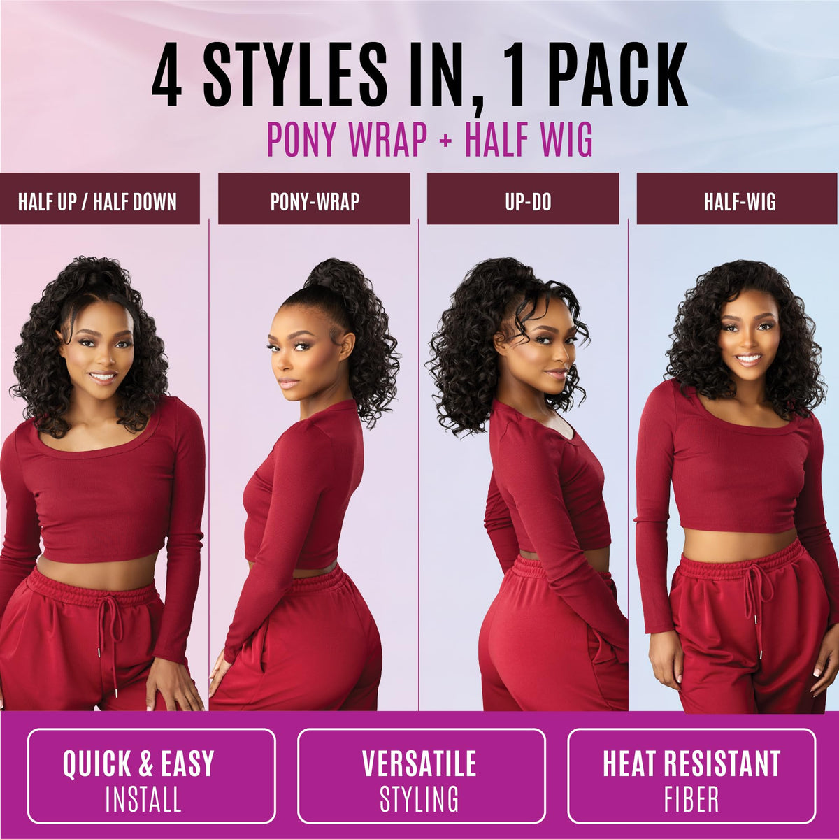 Sensationnel Instant Updown Halfwig Pony-Iud 25, 2 DARKBROWN