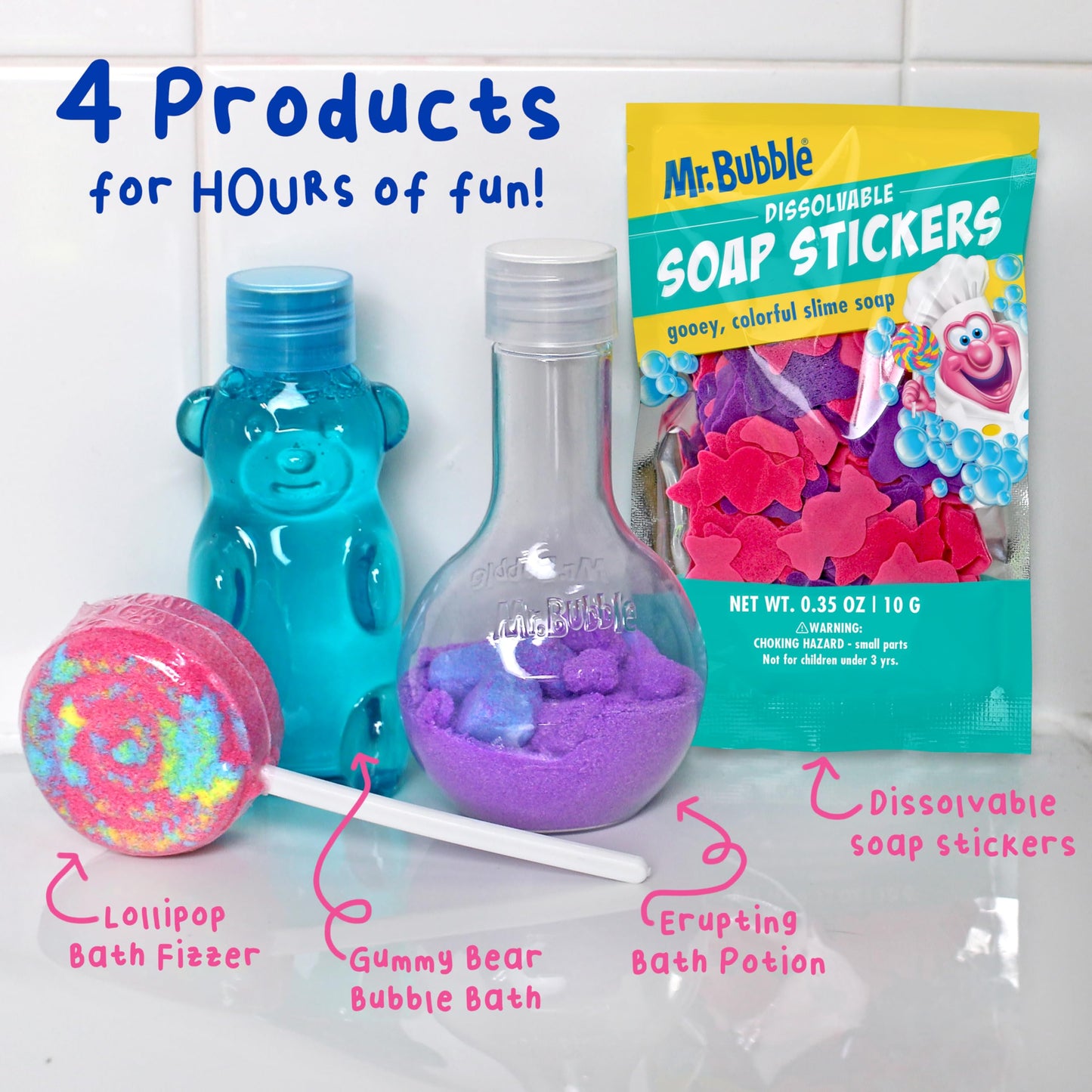 Mr. Bubble Ultimate Pack of Bath Time Fun 4 Favorites, Bath Potion, Bath Bomb, Soap Stickers, Bubble Bath (Pack of 2) Beauty & Personal Care Mr. Bubble