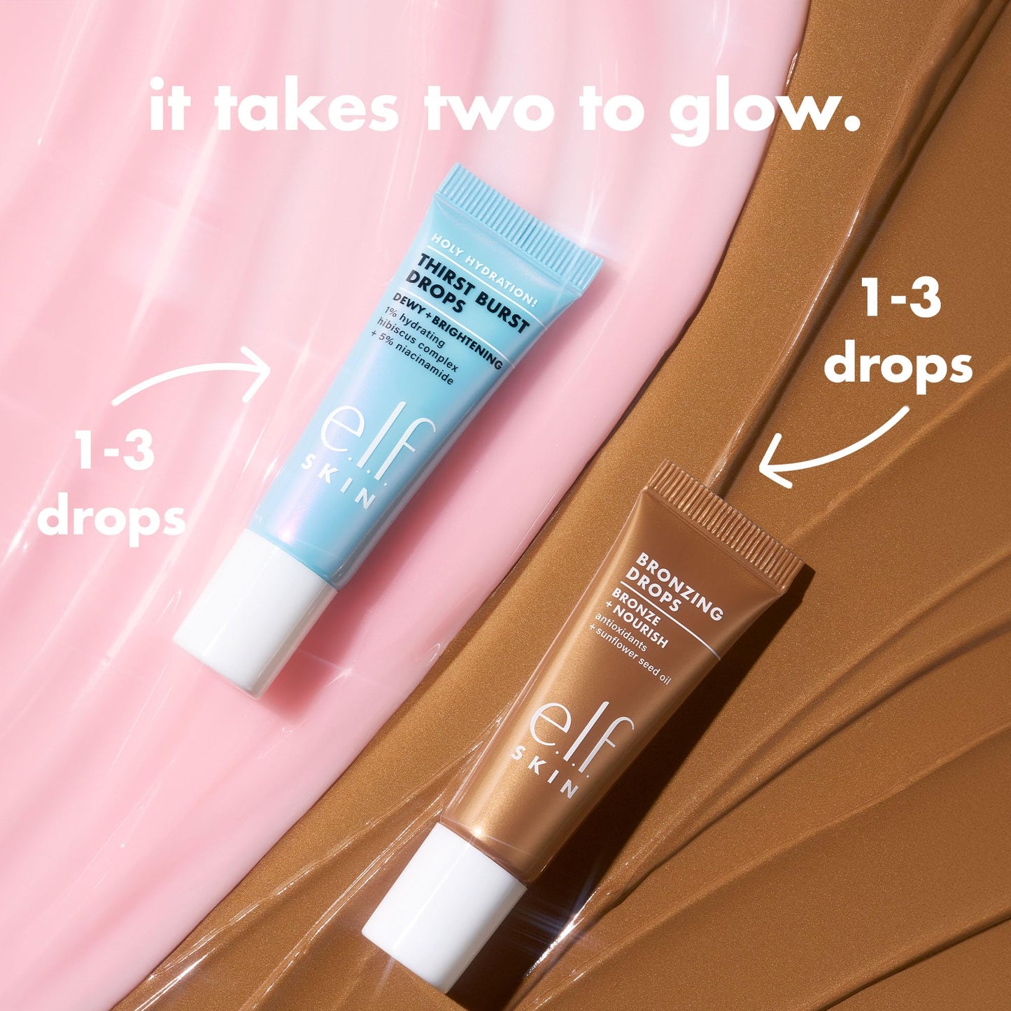 e.l.f. SKIN The Hottest Drops Duo, Holy Hydration! Thirst Burst & Bronzing Skincare Set, For A Dewy, Sun-Kissed Look, Vegan & Cruelty-Free Beauty & Personal Care e.l.f.