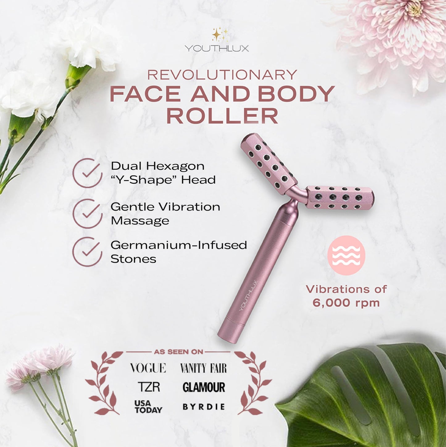 YOUTHLUX Revolution Roller - Germanium Stone Uplifting Face/Body Beauty Massage Tool/Roller/Wand for Skin Tightening/Firming, De-Puffing, Anti-Aging Beauty & Personal Care YOUTHLUX