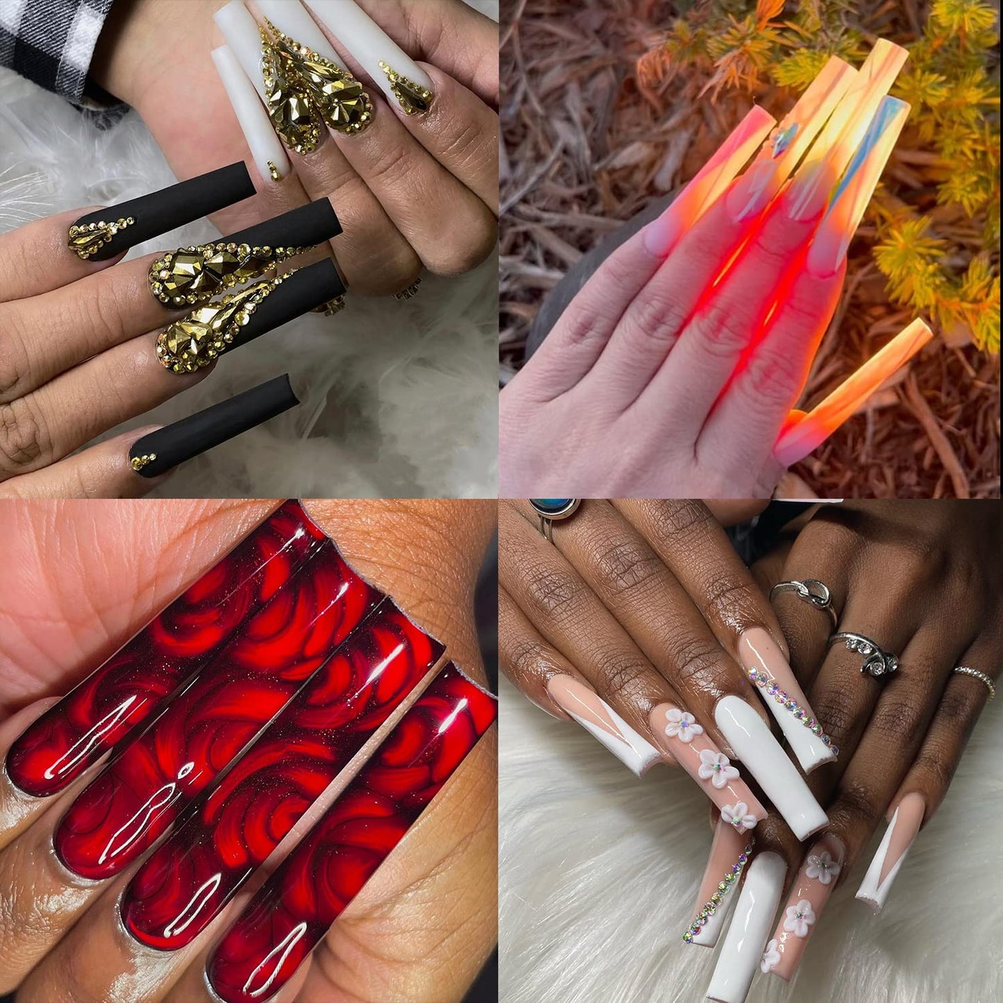 UNA GELLA Nail Tips Square XXL Tips 120 PCS No C Curve Gel Tips Extra Long Square Straight Nails Half Fake Nail Tips No Trace for Acrylic Nails Tips Beauty and Personal Care UNA GELLA