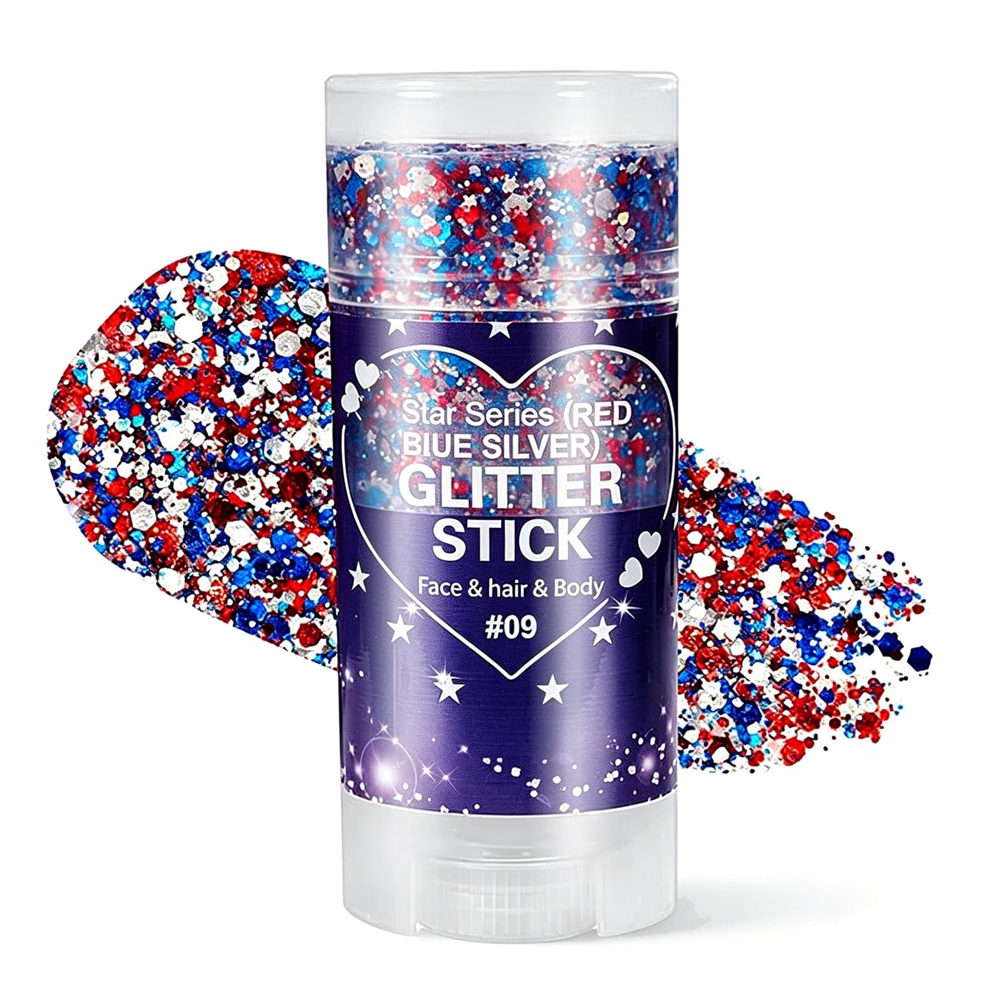 4th of July Glitter Stick, Body Glitter Stick,Mardi Gras Accessories,Sparkling Face Hair Glitter,Mermaid Sequins Chunky Glitter Face Paint,Singer Beauty & Personal Care MINXUEYEN