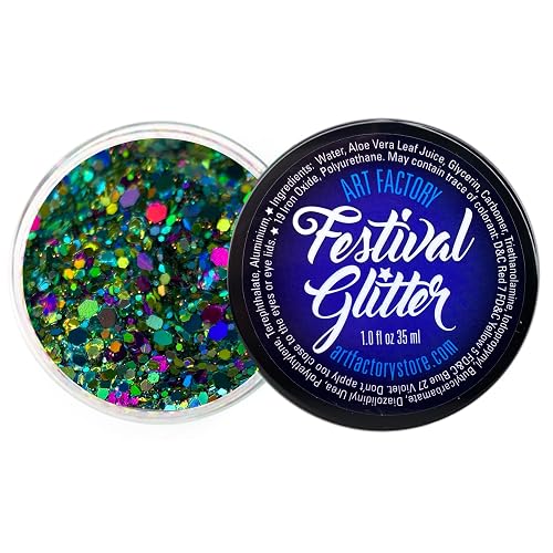 Art Factory Mermaid Holographic Body Glitter Gel - Chunky Sea Mix Cosmetic Glitter for Face, Hair & Body - Festival Rave Makeup, Long Wear Glitter Beauty & Personal Care Art Factory